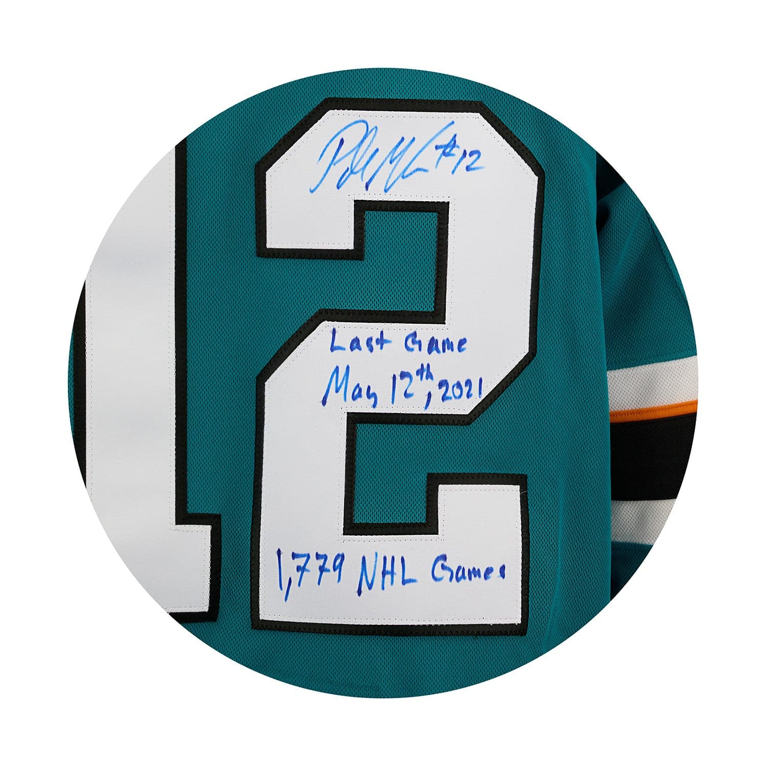 Patrick Marleau San Jose Sharks Signed & Dated Last Game adidas Jersey #1/12 Patrick Marleau Jersey patrick-marleau-san-jose-sharks-dated, San Jose Sharks, view 3, supplier stock photo