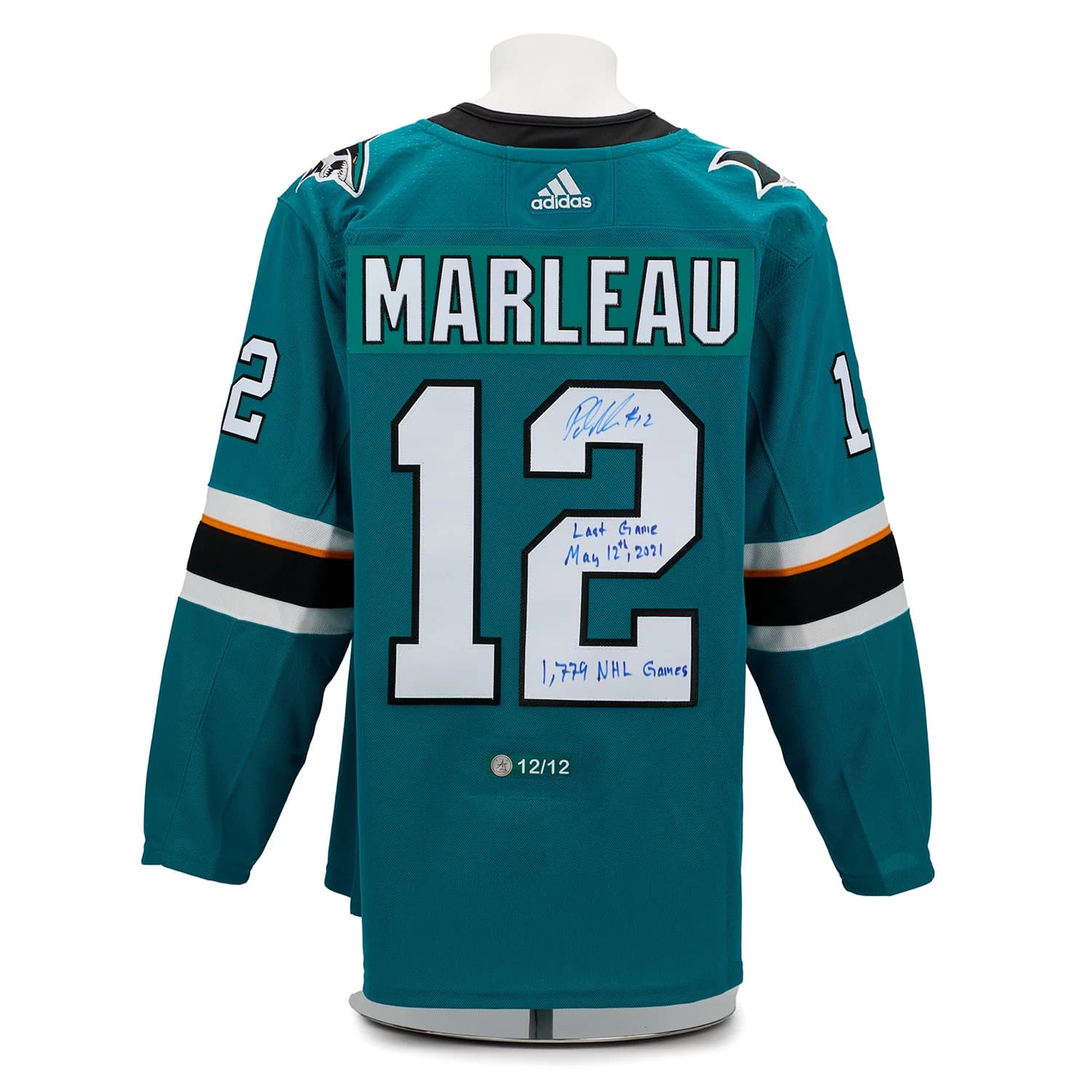 Patrick Marleau San Jose Sharks Signed & Dated Last Game adidas Jersey #12/12 Patrick Marleau Jersey patrick-marleau-san-jose-sharks-dated, San Jose Sharks, supplier stock photo