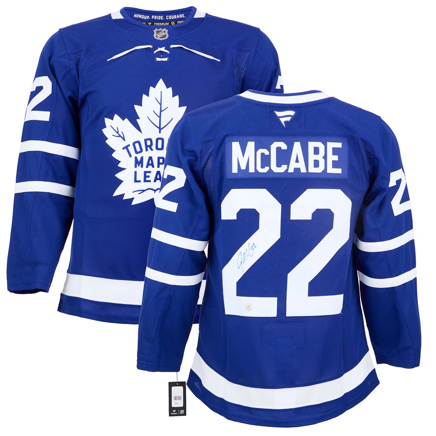 Jake McCabe Autographed Toronto Maple Leafs Fanatics Premium Jersey Jake McCabe Jersey premium, Toronto Maple Leafs, view 3, supplier stock photo