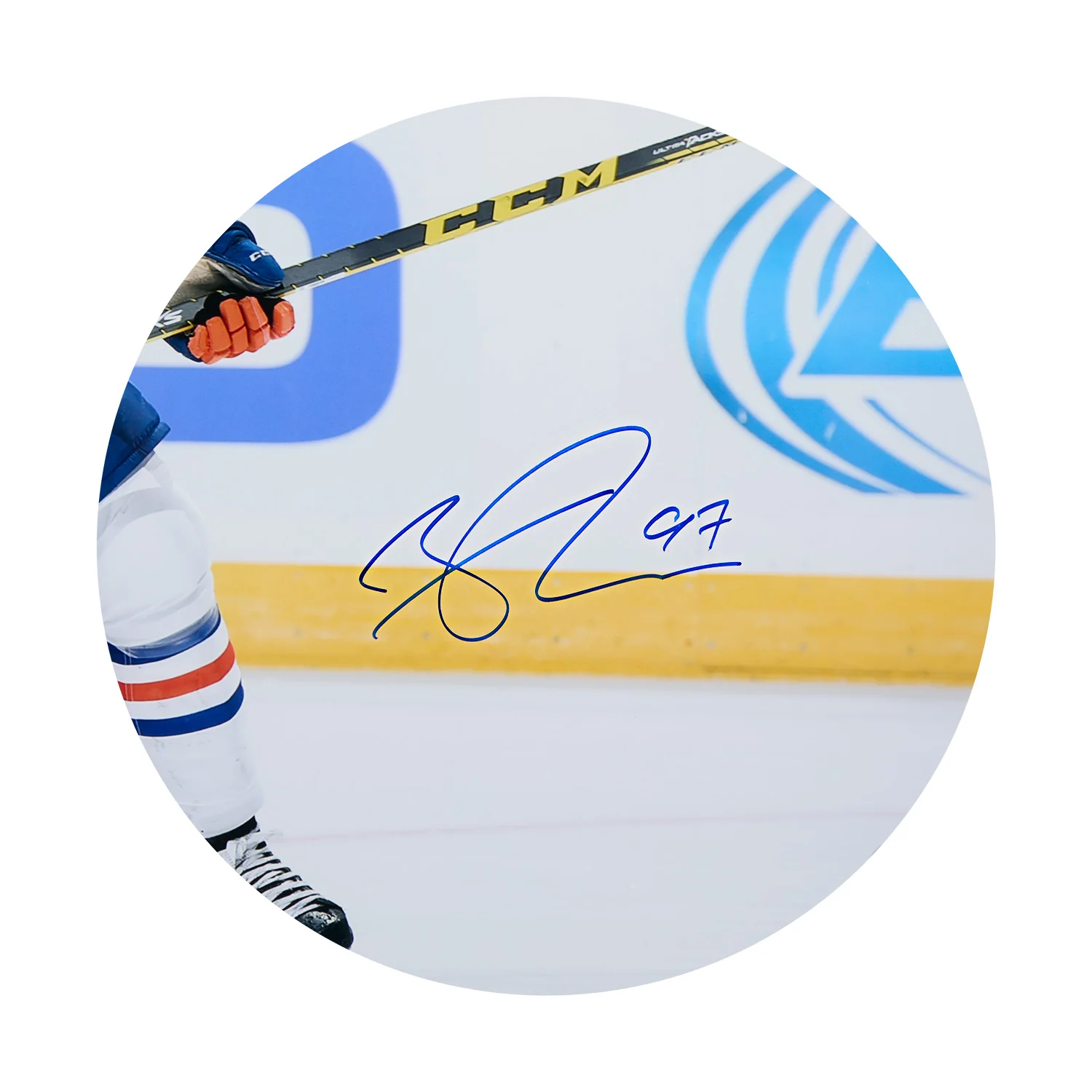 Connor McDavid Autographed Edmonton Oilers Centre Ice Logo 26x32 Frame Connor McDavid Other 26x32-connor-mcdavid-centre-ice-logo-frame, Edmonton Oilers, view 2, supplier stock photo