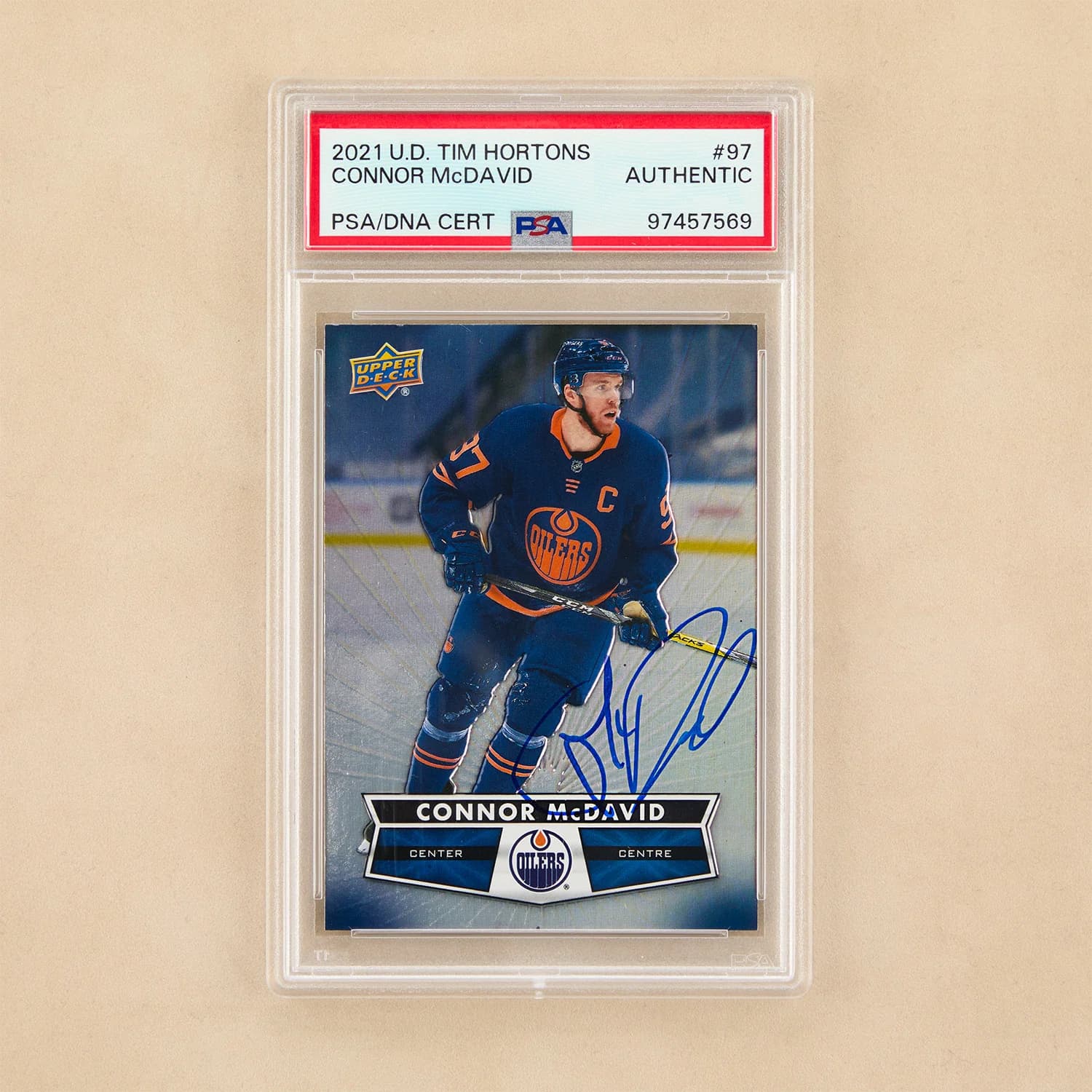 2021 Upper Deck Tim Hortons #97 Connor McDavid Signed Card PSA Auto Authentic Connor McDavid Card 2021-upper-deck-tim-hortons-97, supplier stock photo