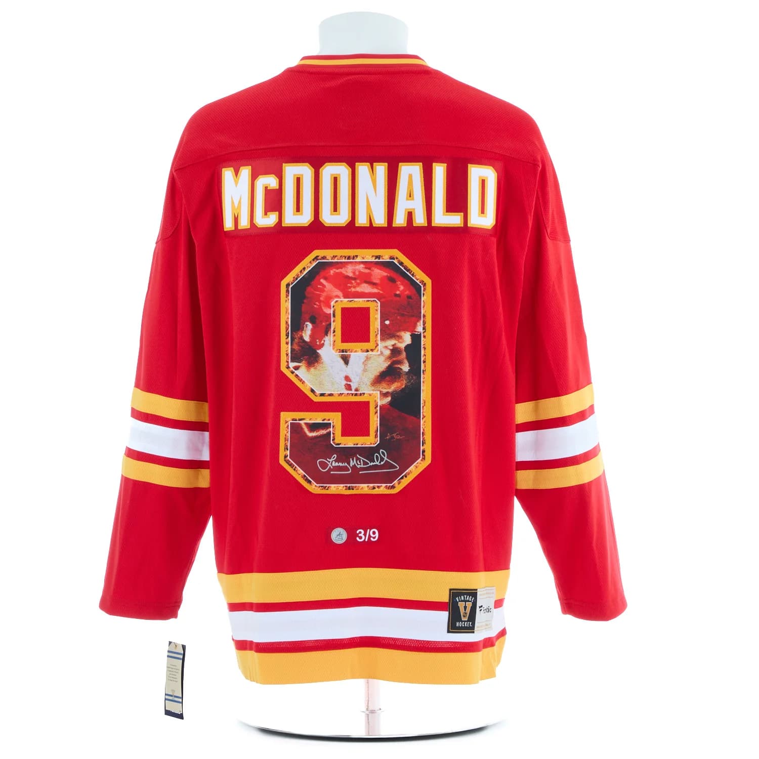 Lanny McDonald Signed Calgary Flames Legend Profile Art Jersey #3/9 Lanny McDonald Jersey legend-profile-art-3-9, Calgary Flames, supplier stock photo