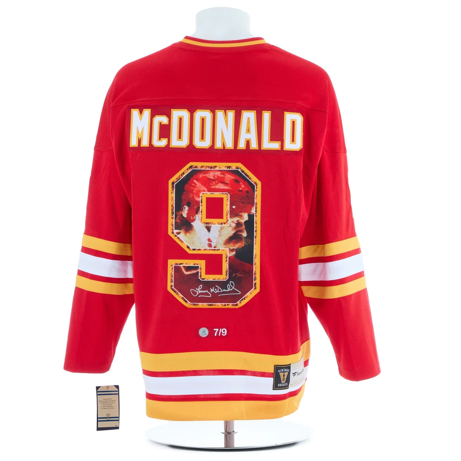 Lanny McDonald Signed Calgary Flames Legend Profile Art Jersey #7/9 Lanny McDonald Jersey legend-profile-art-7-9, Calgary Flames, supplier stock photo