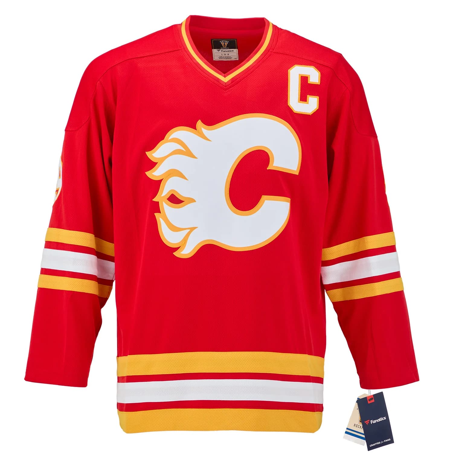 Lanny McDonald Signed Calgary Flames Fanatics Throwback Jersey Lanny McDonald Jersey lanny-mcdonald-calgary-flames-throwback, Calgary Flames, view 2, supplier stock photo