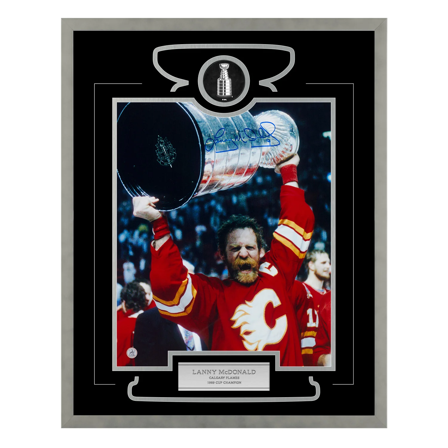 Lanny McDonald Signed Calgary Flames Cup Champion 26x32 Frame Lanny McDonald Other 26x32-cup-champion-frame, Calgary Flames, supplier stock photo
