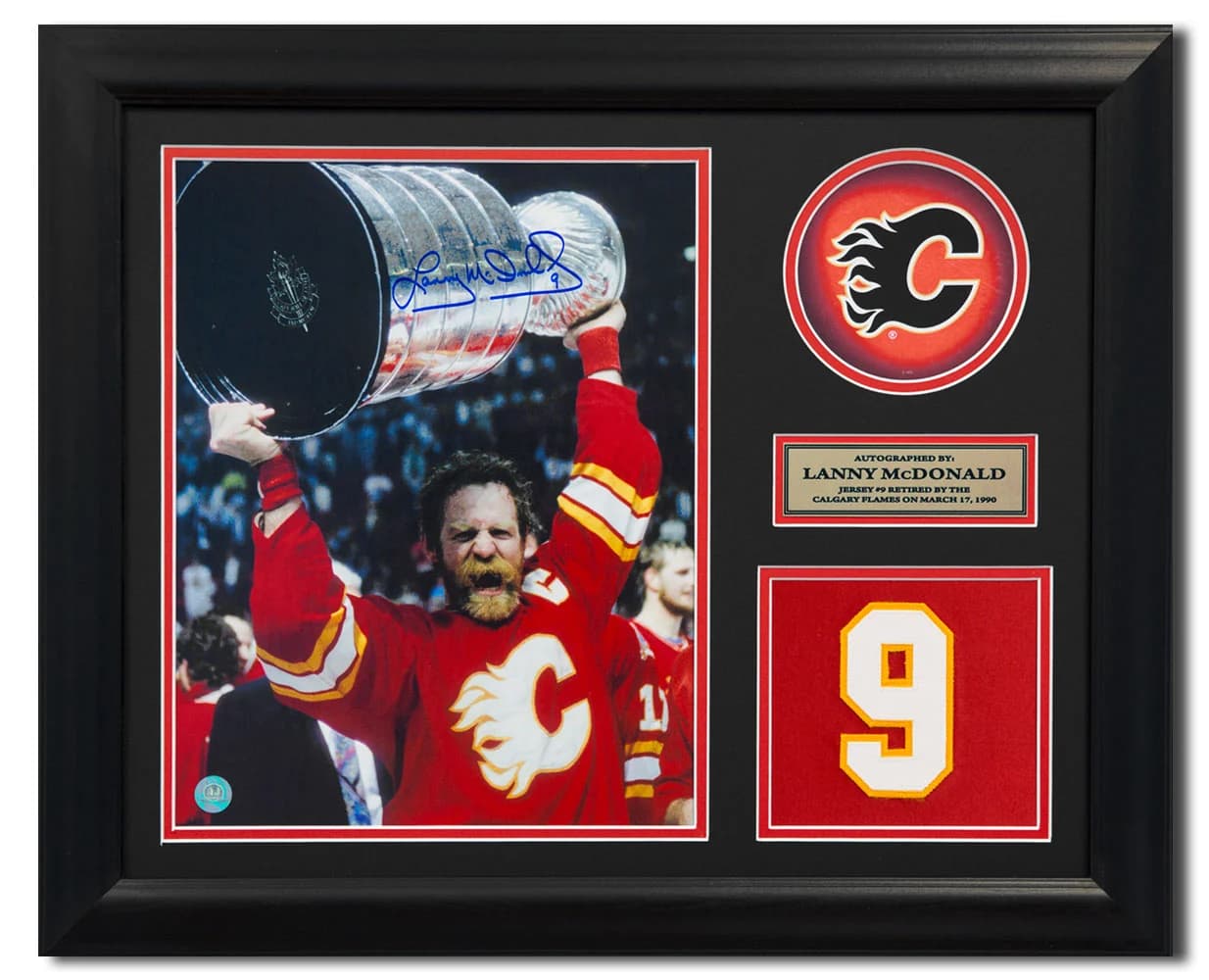 Lanny McDonald Signed Calgary Flames Retired Number 20x24 Frame Lanny McDonald Other 20x24-retired-number-frame, Calgary Flames, supplier stock photo