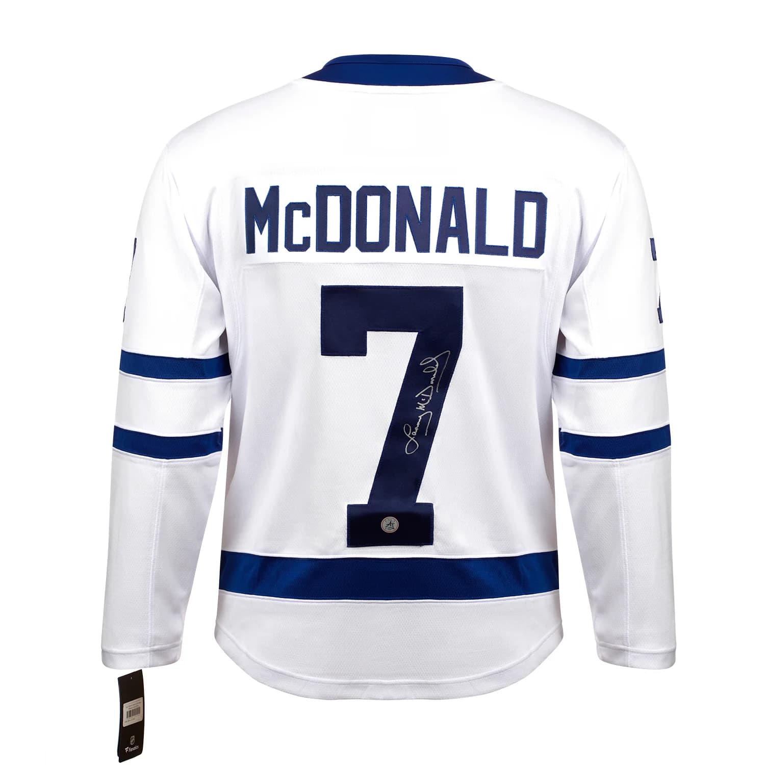 Lanny McDonald Autographed Toronto Maple Leafs White Fanatics Breakaway Jersey Lanny McDonald Jersey white-breakaway, Toronto Maple Leafs, supplier stock photo