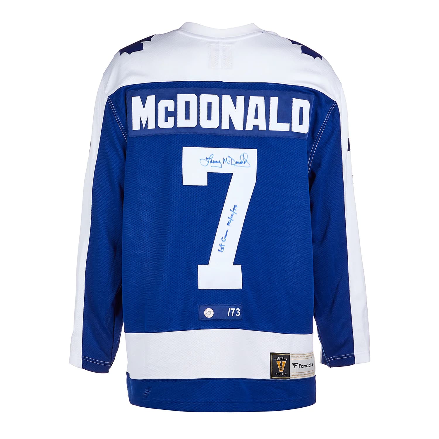 Lanny McDonald Toronto Maple Leafs Signed 1st Game Throwback Jersey #/73 Lanny McDonald Jersey 1st-game-throwback-73, Toronto Maple Leafs, supplier stock photo