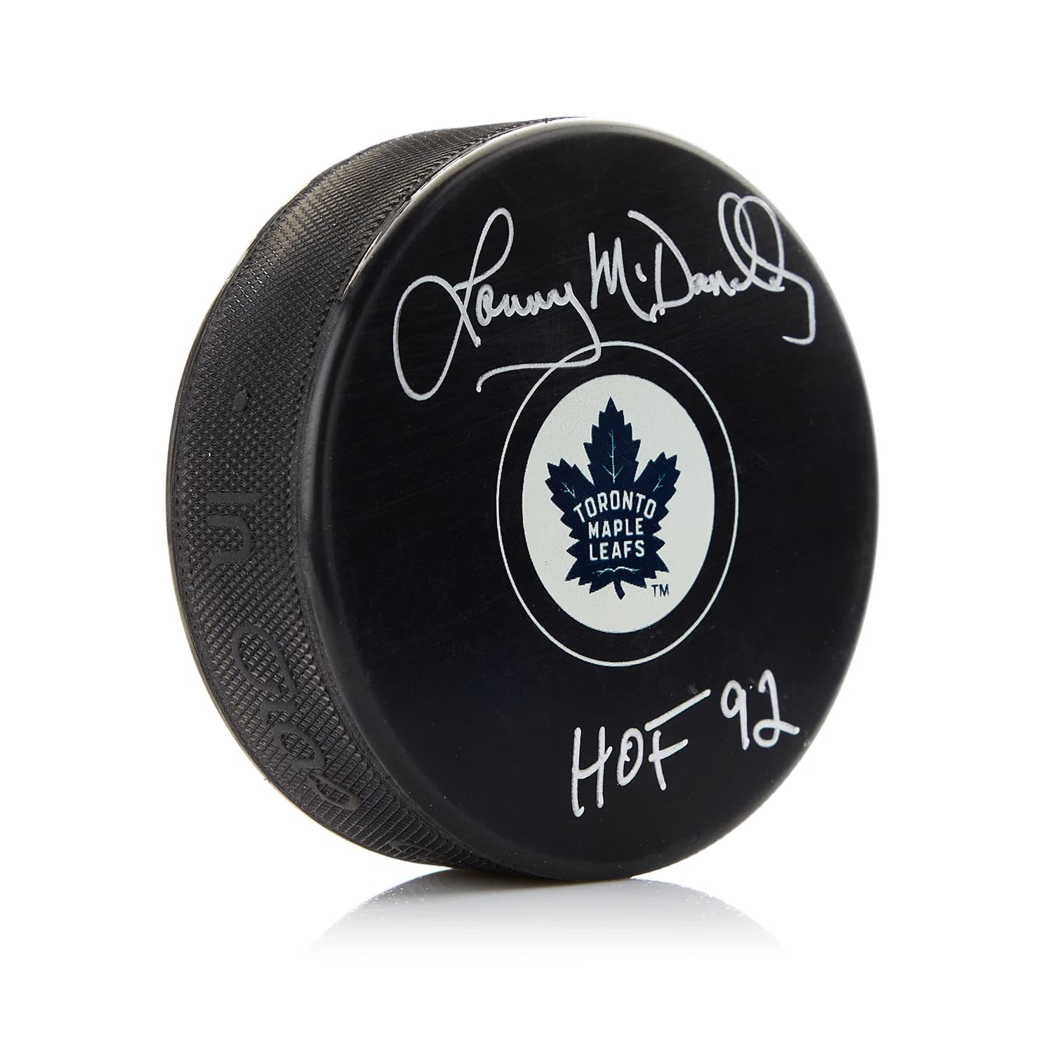 Lanny McDonald Signed Toronto Maple Leafs Hockey Puck with HOF Note Lanny McDonald Puck hockey-hof-note, Toronto Maple Leafs, supplier stock photo