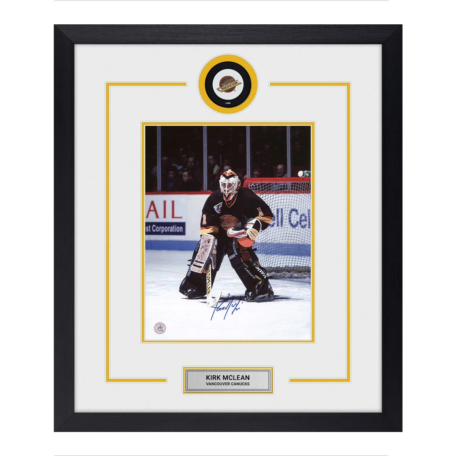 Kirk McLean Autographed Vancouver Canucks Puck Logo 23x27 Frame Kirk McLean Puck 23x27-logo-frame, Vancouver Canucks, supplier stock photo