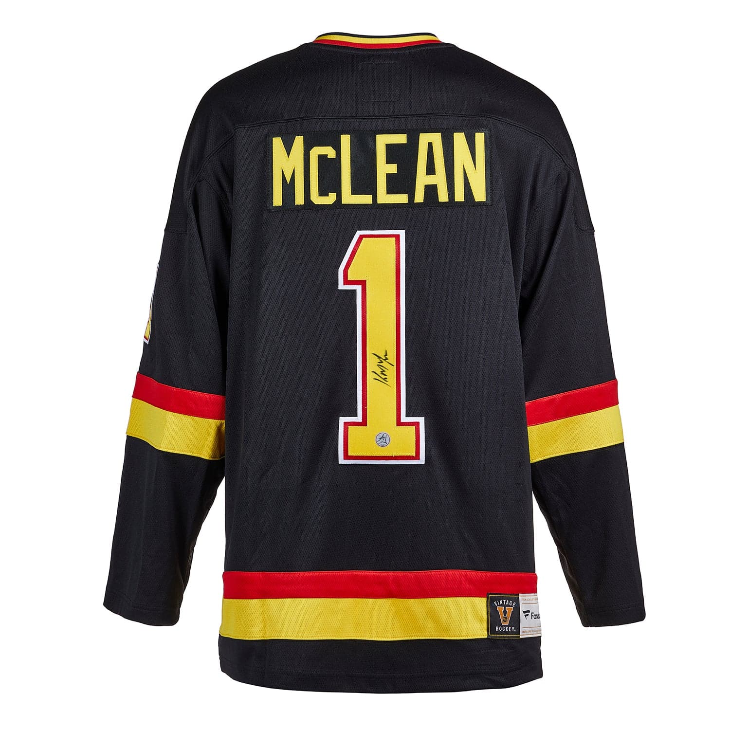 Kirk McLean Signed Vancouver Canucks Black Fanatics Throwback Jersey Kirk McLean Jersey black-throwback, Vancouver Canucks, supplier stock photo