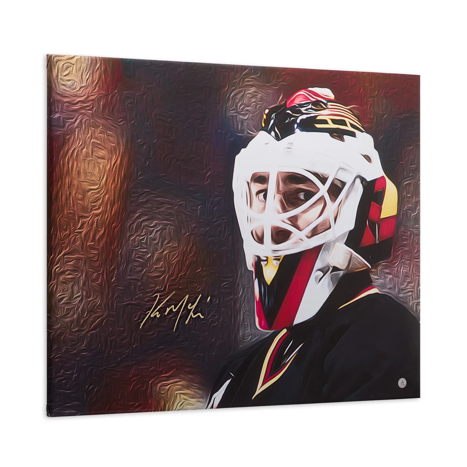 Kirk McLean Autographed Vancouver Hockey Goalie Mask Profile 26x32 Art Canvas Kirk McLean Canvas 26x32-vancouver-hockey-goalie-mask-profile-art, supplier stock photo