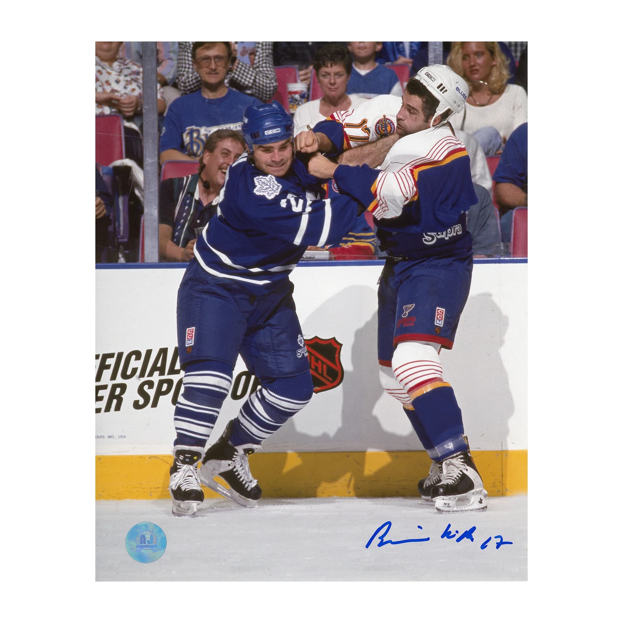 Basil Mcrae Autographed St Louis Blues Hockey Fight 8x10 Photo Basil Mcrae Photo 8x10-hockey-fight, St. Louis Blues, supplier stock photo