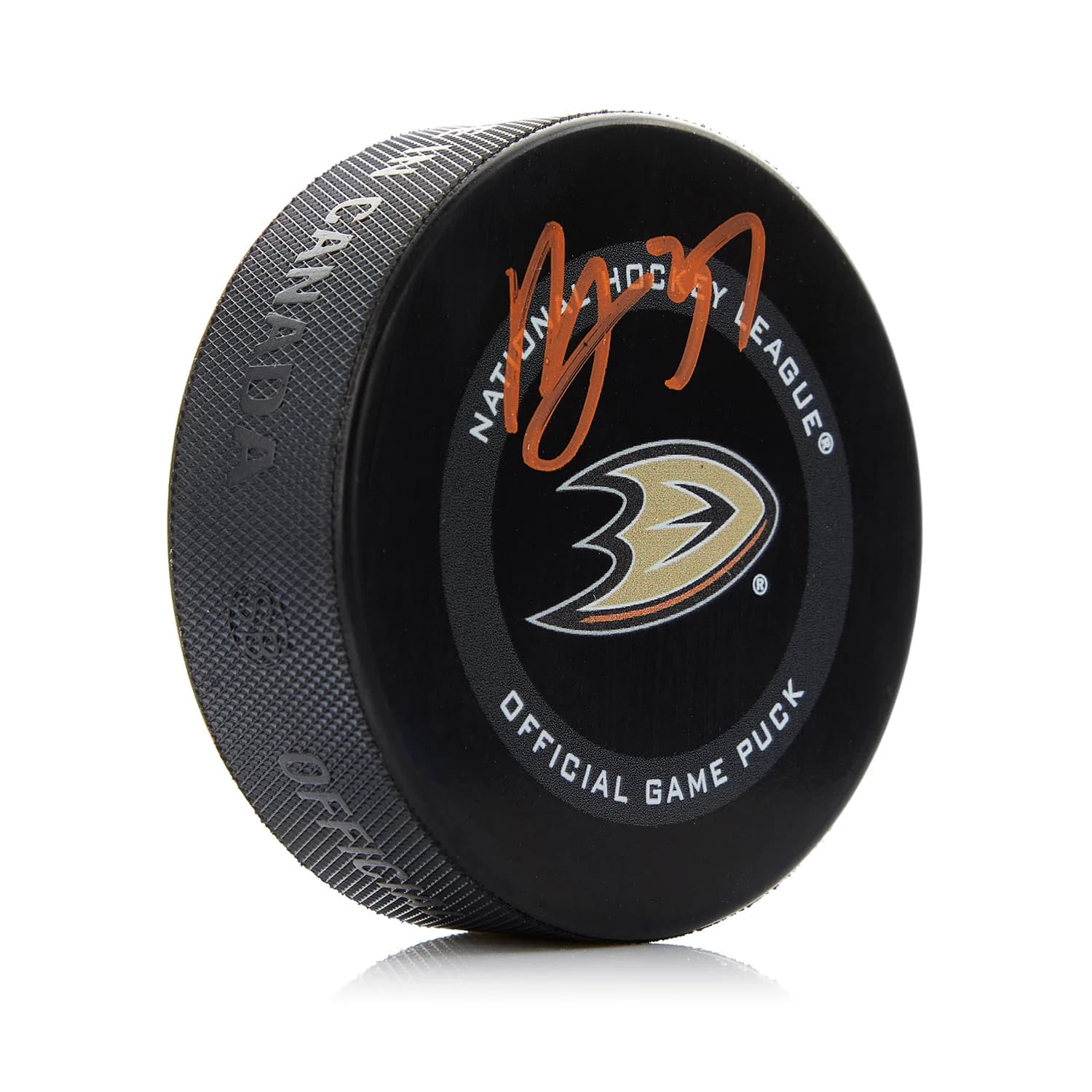 Mason McTavish Signed Anaheim Ducks Official Game Puck Mason McTavish Puck game, Anaheim Ducks, supplier stock photo