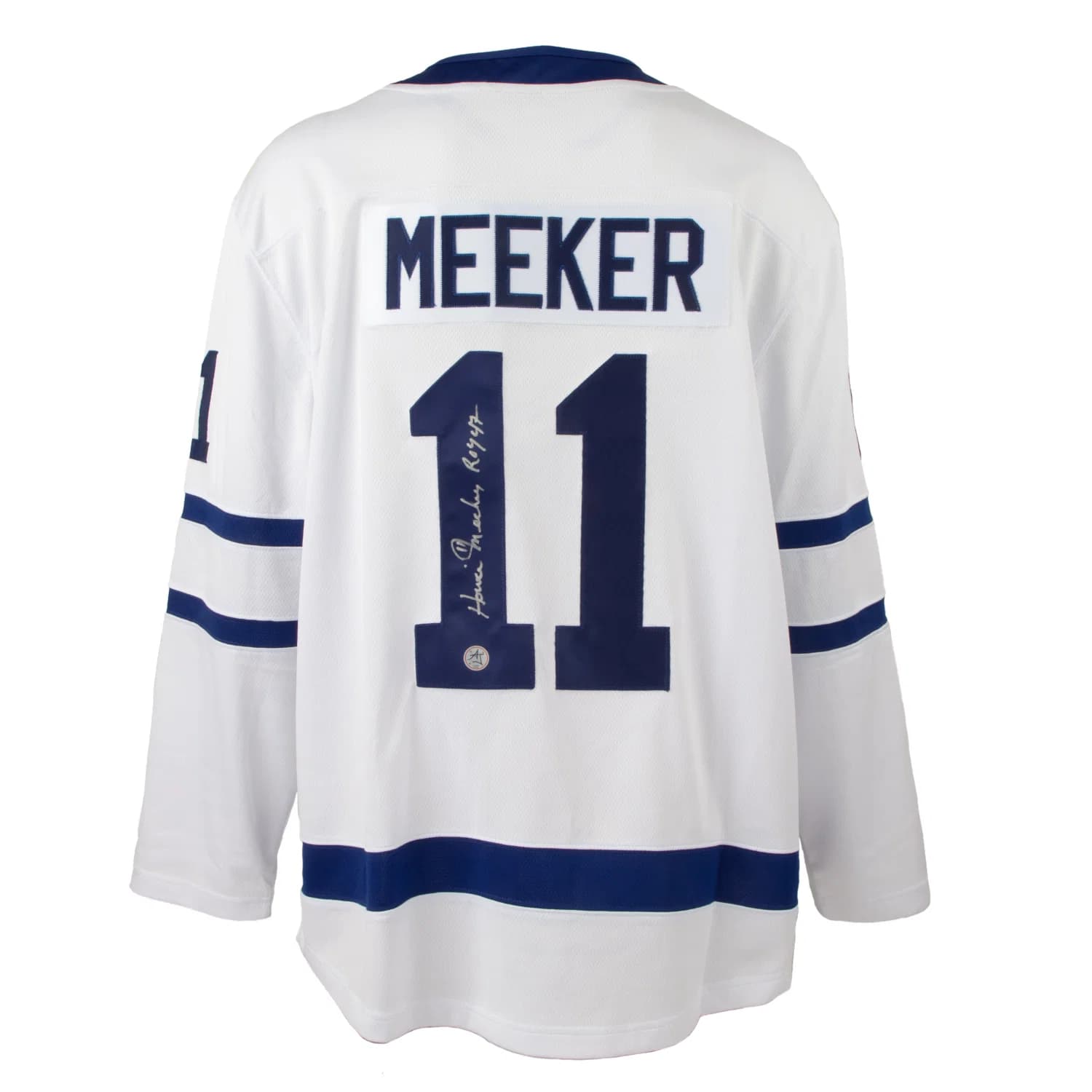 Howie Meeker Signed Toronto Maple Leafs White Fanatics Breakaway Jersey Howie Meeker Jersey white-breakaway, Toronto Maple Leafs, supplier stock photo