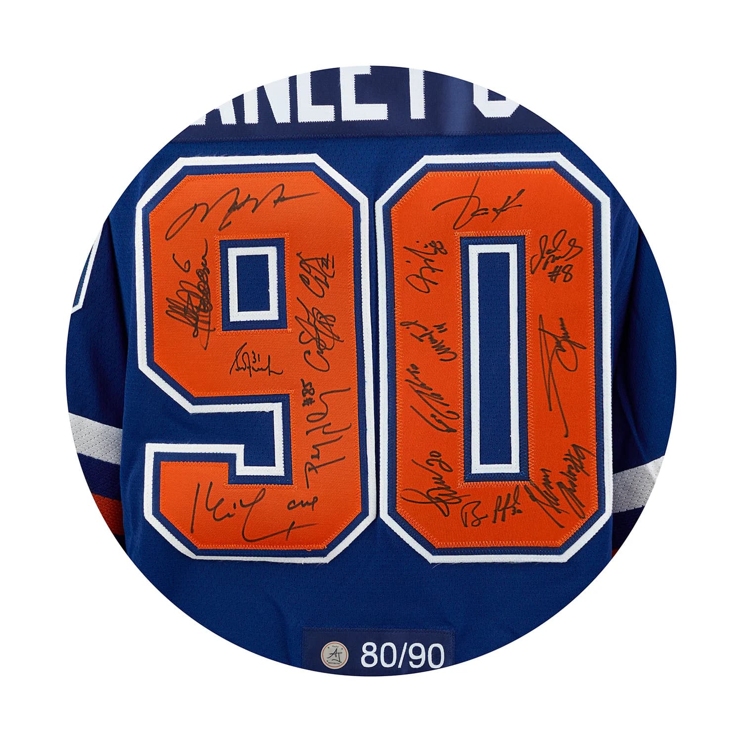 Edmonton Oilers 16 Player Team Signed 1990 Stanley Cup Classic Jersey #80/90 Jersey 16-player-team-1990-stanley-cup, Edmonton Oilers, view 3, supplier stock photo