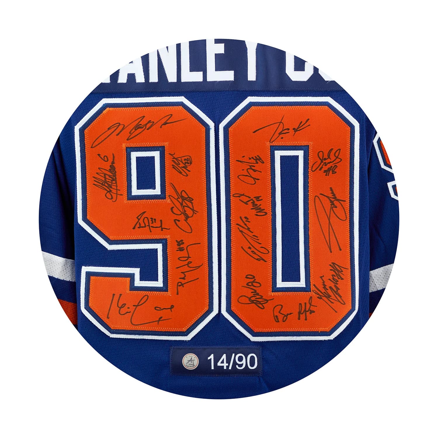 Edmonton Oilers 16 Player Team Signed 1990 Stanley Cup Classic Jersey #14/90 Jersey 16-player-team-1990-stanley-cup, Edmonton Oilers, view 3, supplier stock photo