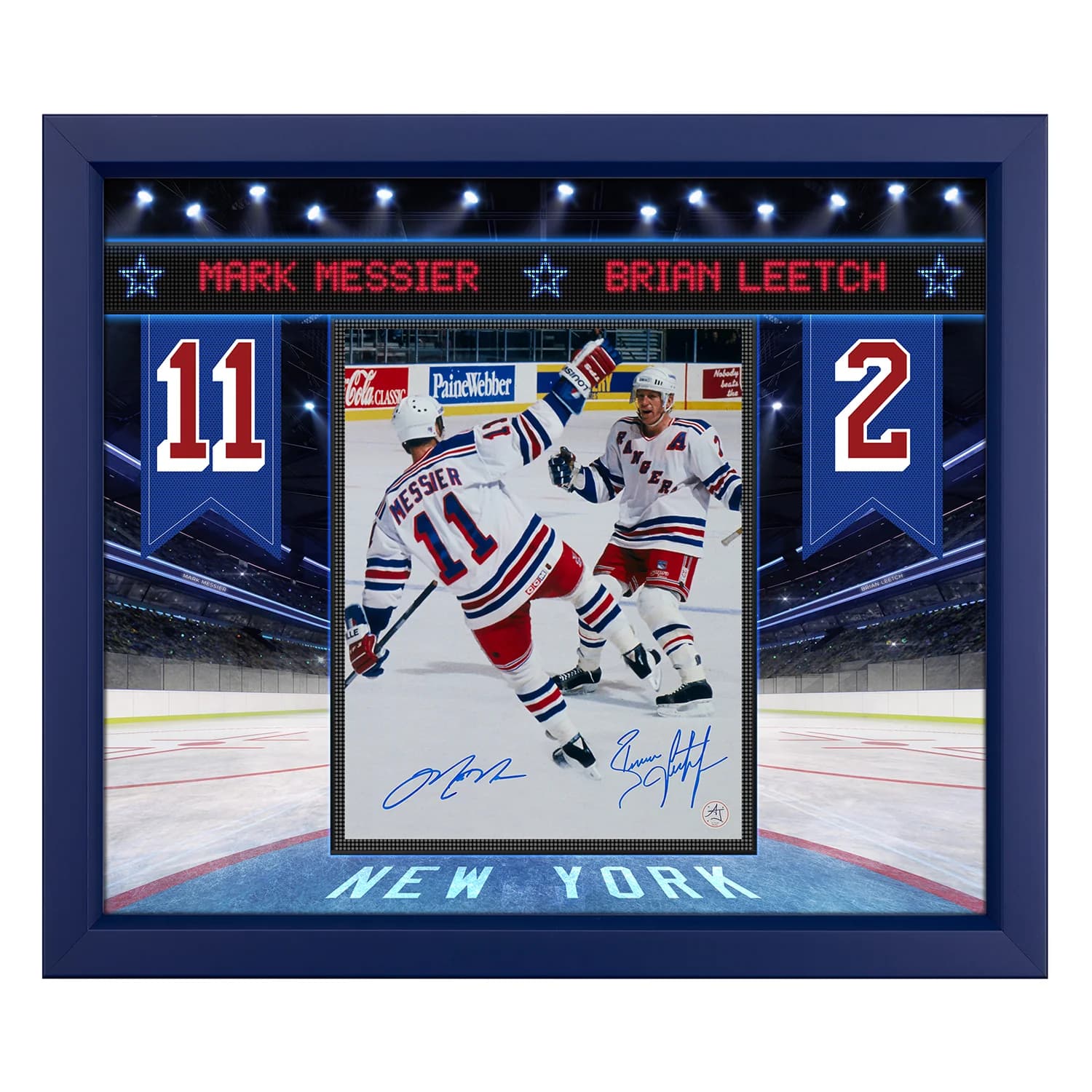 Mark Messier & Brian Leetch Dual Signed NY Rangers Banner Graphic 23x27 Frame Mark Messier Other 23x27-brian-leetch-dual-ny-banner-graphic, New York Rangers, supplier stock photo