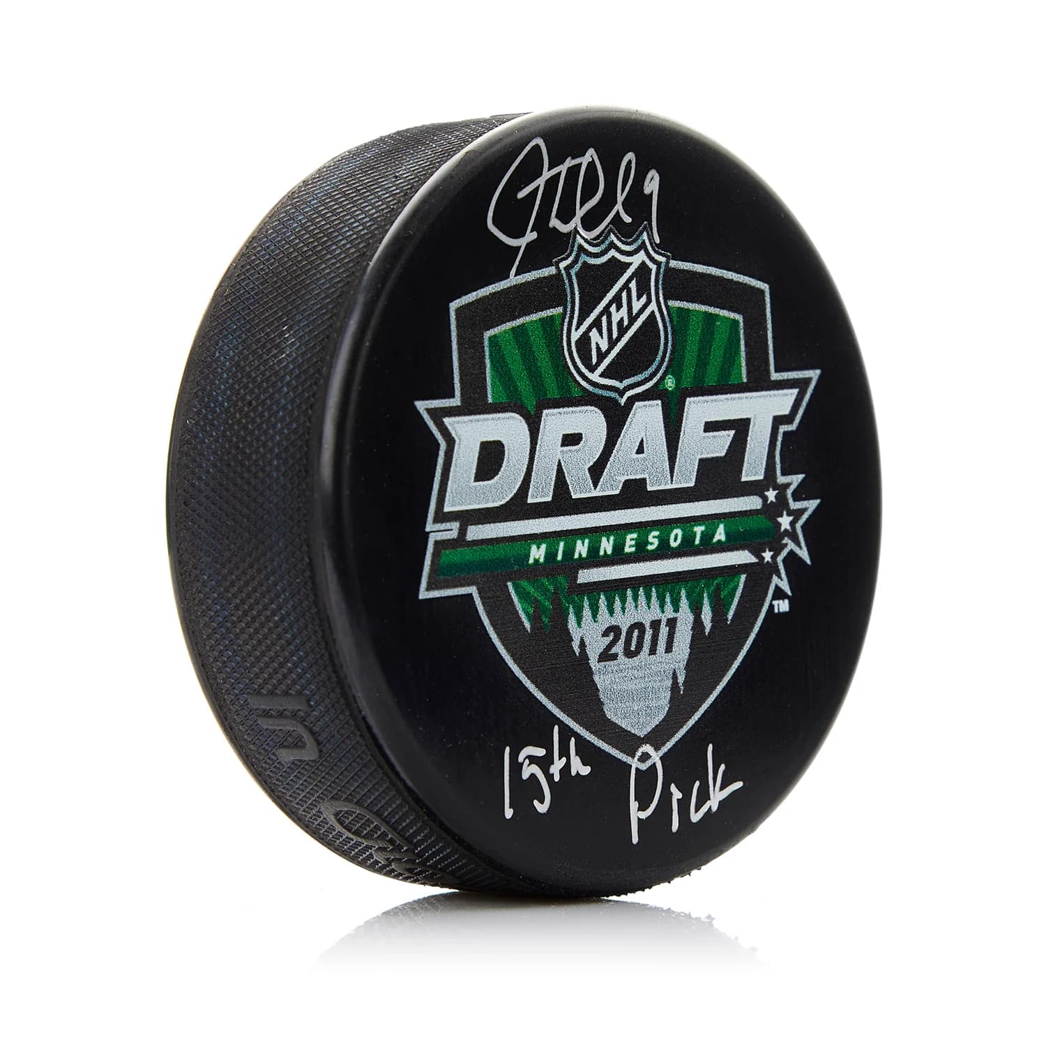 JT Miller Signed 2011 NHL Entry Draft Puck with 15th Pick Note JT Miller Puck 2011-nhl-entry-draft-15th-pick, supplier stock photo