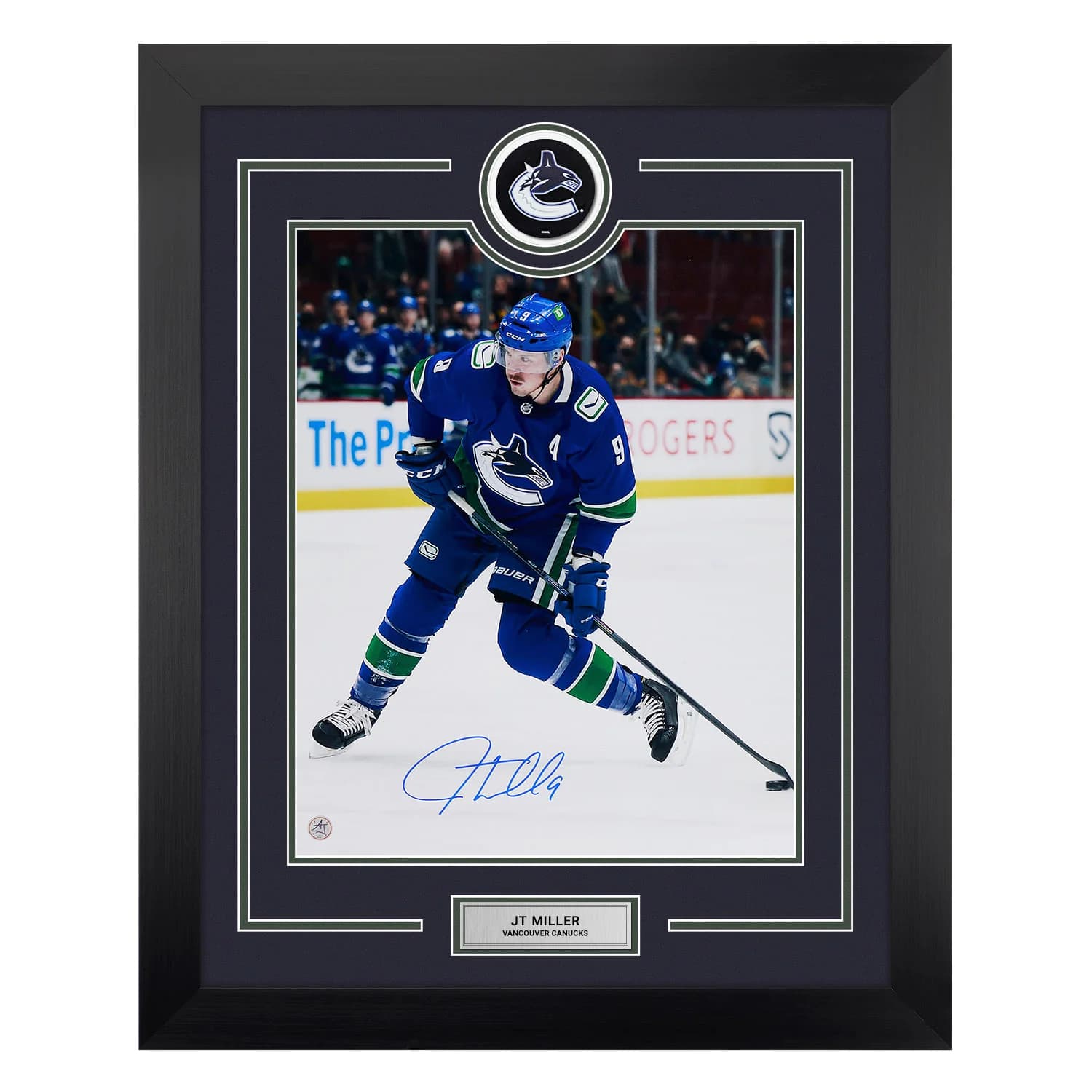 JT Miller Autographed Vancouver Canucks Puck Logo 26x32 Frame JT Miller Puck 26x32-jt-miller-vancouver-canucks-logo-frame, Vancouver Canucks, supplier stock photo
