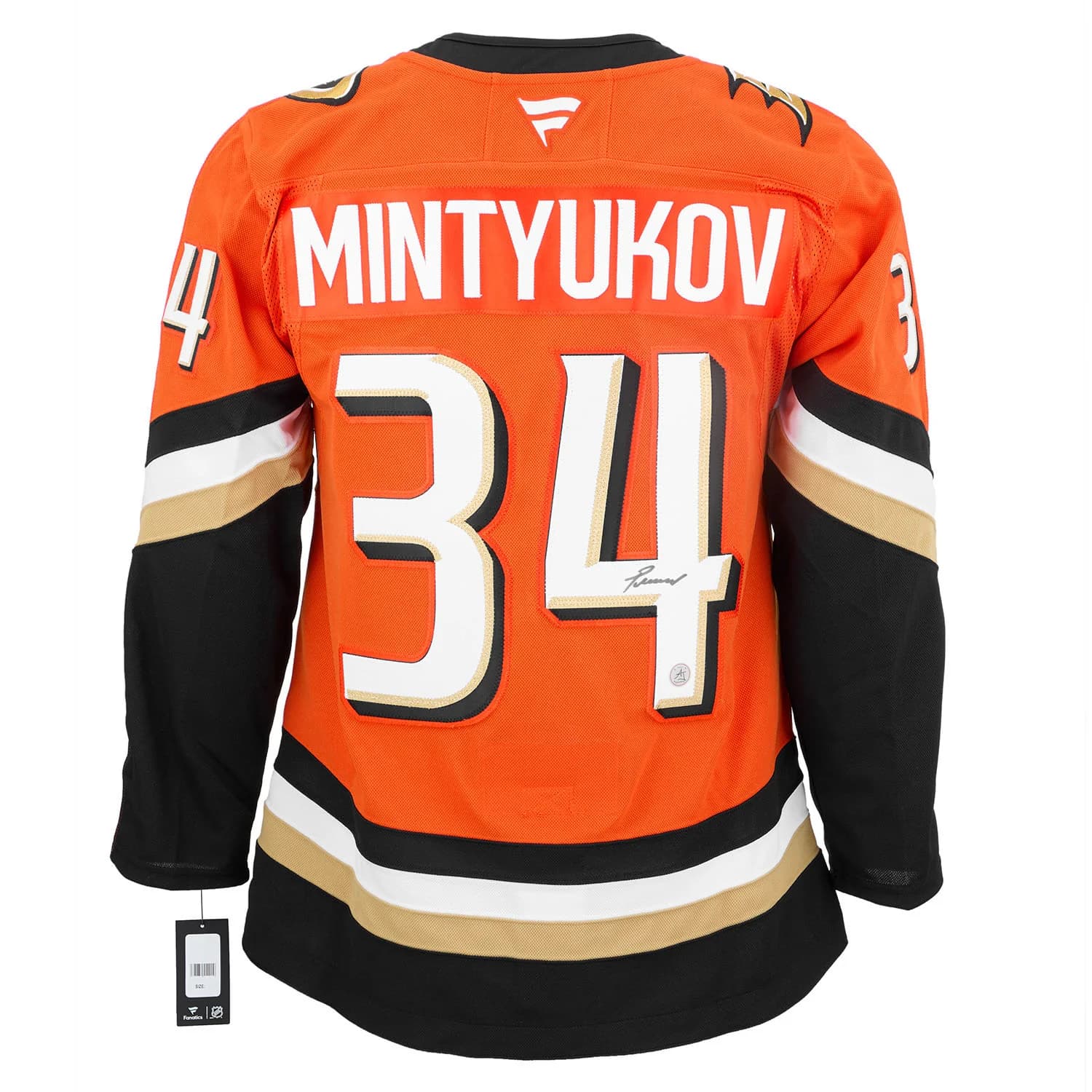 Pavel Mintyukov Signed Anaheim Ducks Orange Fanatics Premium Jersey Pavel Mintyukov Jersey orange-premium, Anaheim Ducks, supplier stock photo