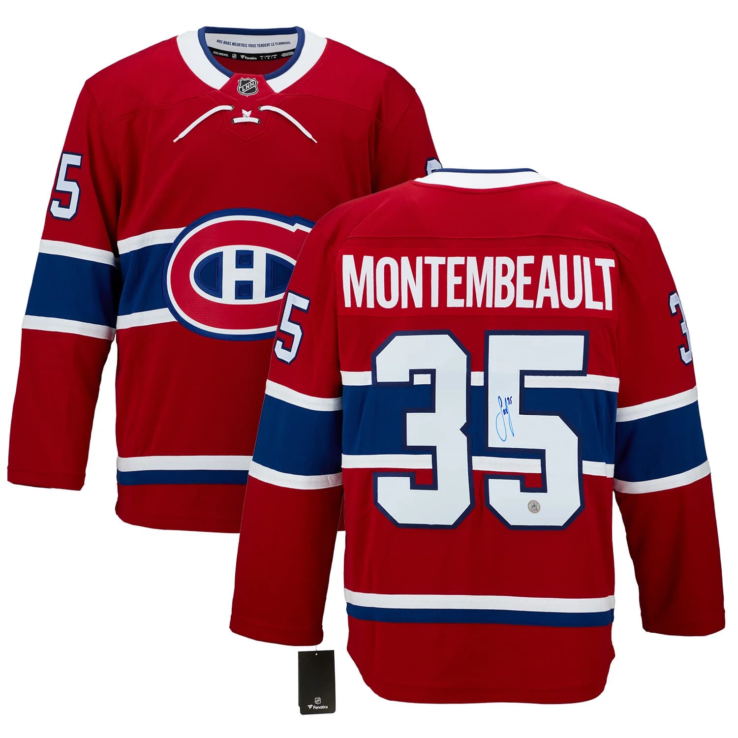 Sam Montembeault Autographed Montreal Canadiens Fanatics Breakaway Jersey Sam Montembeault Jersey breakaway, Montreal Canadiens, view 3, supplier stock photo
