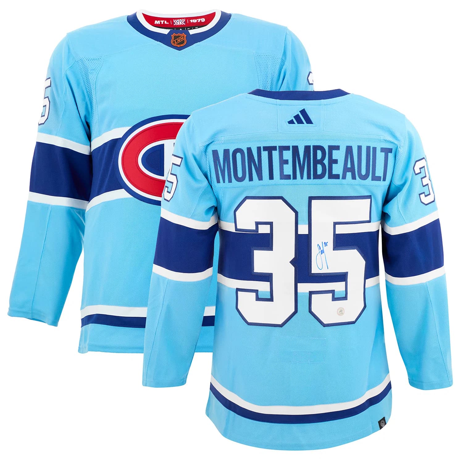Sam Montembeault Autographed Montreal Canadiens Reverse Retro 2.0 adidas Jersey Sam Montembeault Jersey reverse-retro-2-0-adidas, Montreal Canadiens, view 3, supplier stock photo