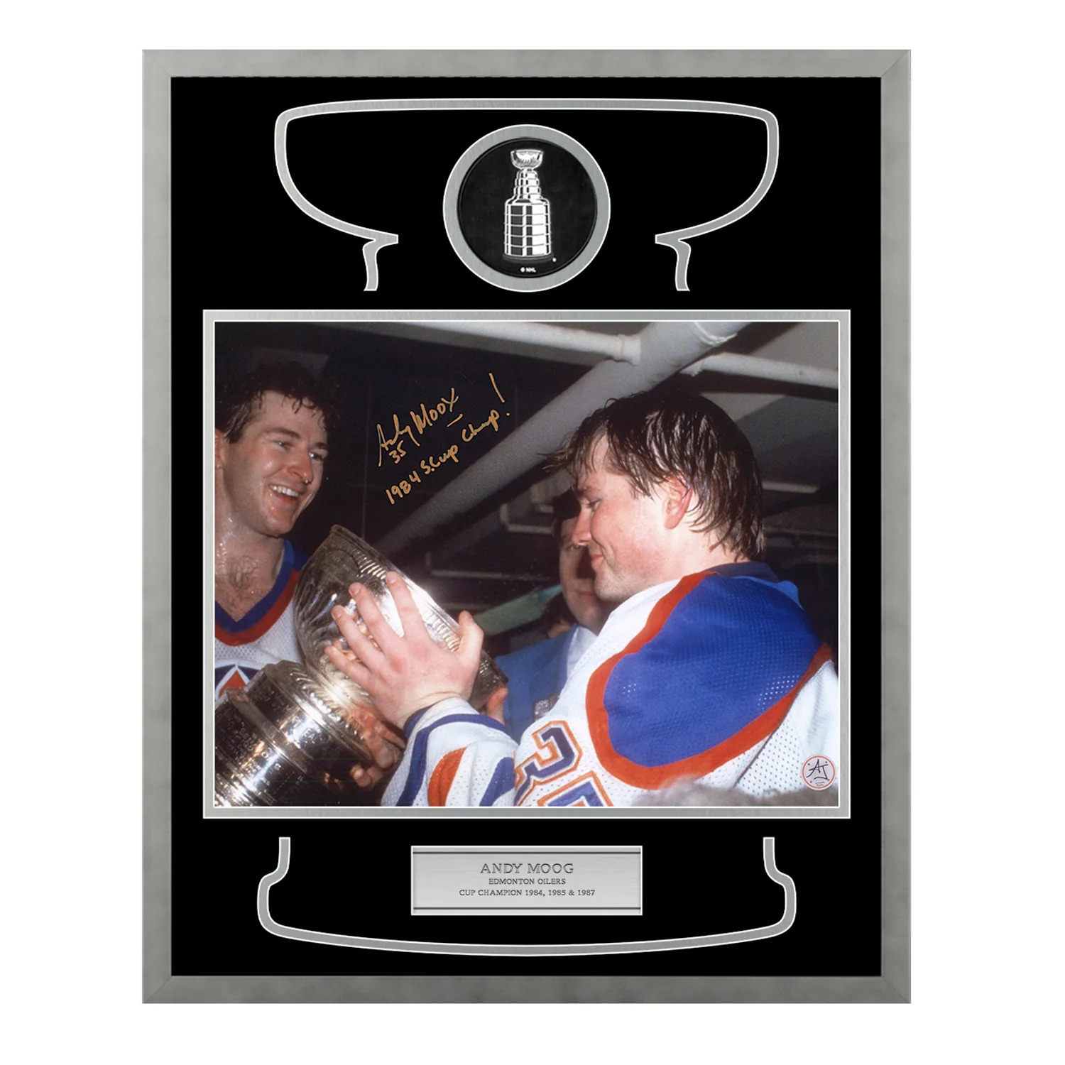Andy Moog Autographed Edmonton Oilers Cup Champion 17x21 Frame Andy Moog Other 17x21-cup-champion-frame, Edmonton Oilers, supplier stock photo