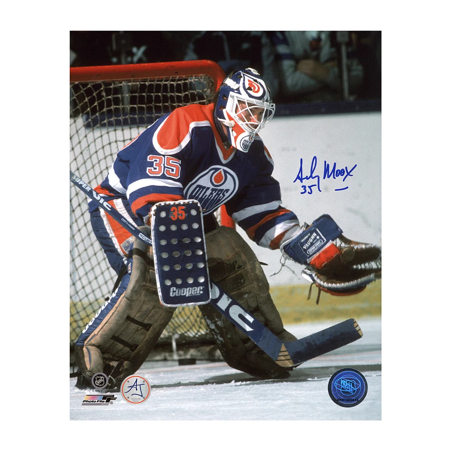 Andy Moog Autographed Edmonton Oilers Netminder 8x10 Photo Andy Moog Photo 8x10-netminder, Edmonton Oilers, supplier stock photo