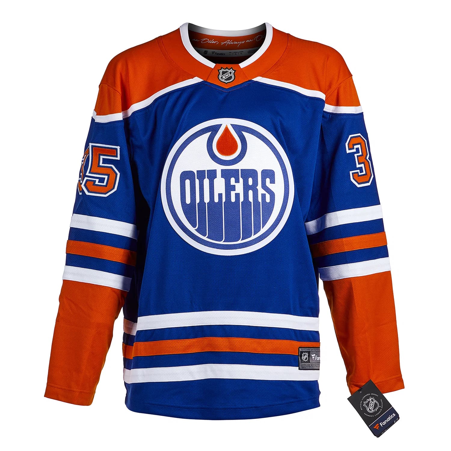 Andy Moog Autographed Edmonton Oilers Fanatics Breakaway Jersey Andy Moog Jersey breakaway, Edmonton Oilers, view 2, supplier stock photo