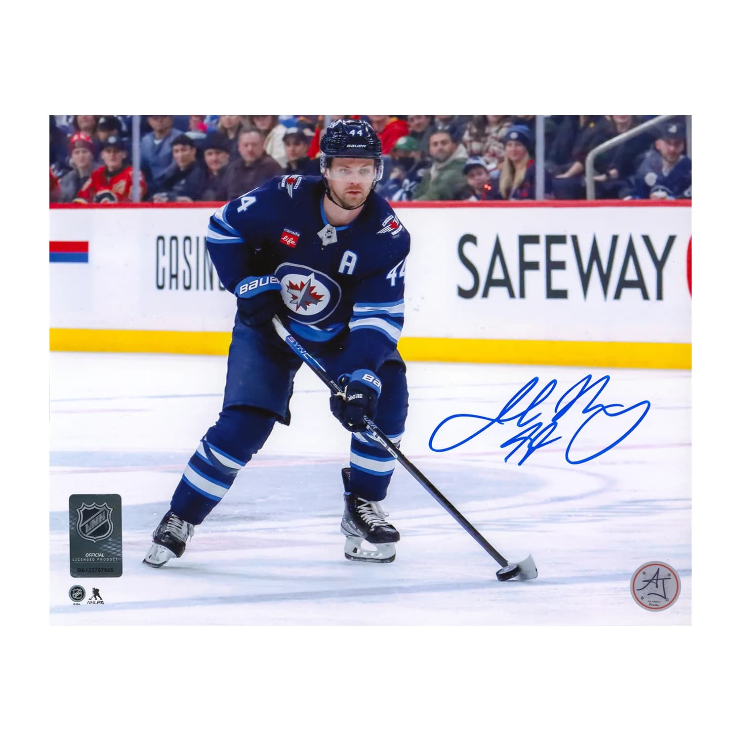 Josh Morrissey Signed Winnipeg Jets Puck Rush 8x10 Photo Josh Morrissey Puck 8x10-rush, Winnipeg Jets, supplier stock photo