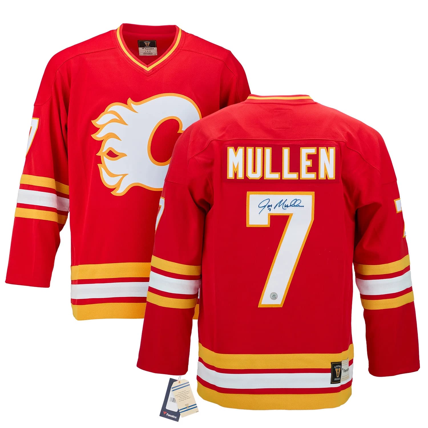 Joe Mullen Signed Calgary Flames Fanatics Throwback Jersey Joe Mullen Jersey throwback, Calgary Flames, view 3, supplier stock photo