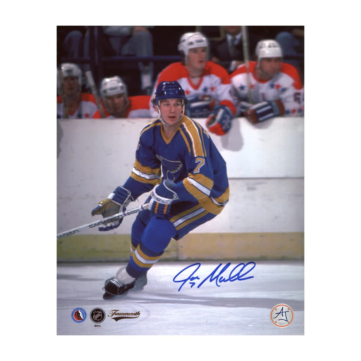 Joe Mullen Autographed St Louis Blues Hockey 8x10 Photo Joe Mullen Photo 8x10-hockey, St. Louis Blues, supplier stock photo