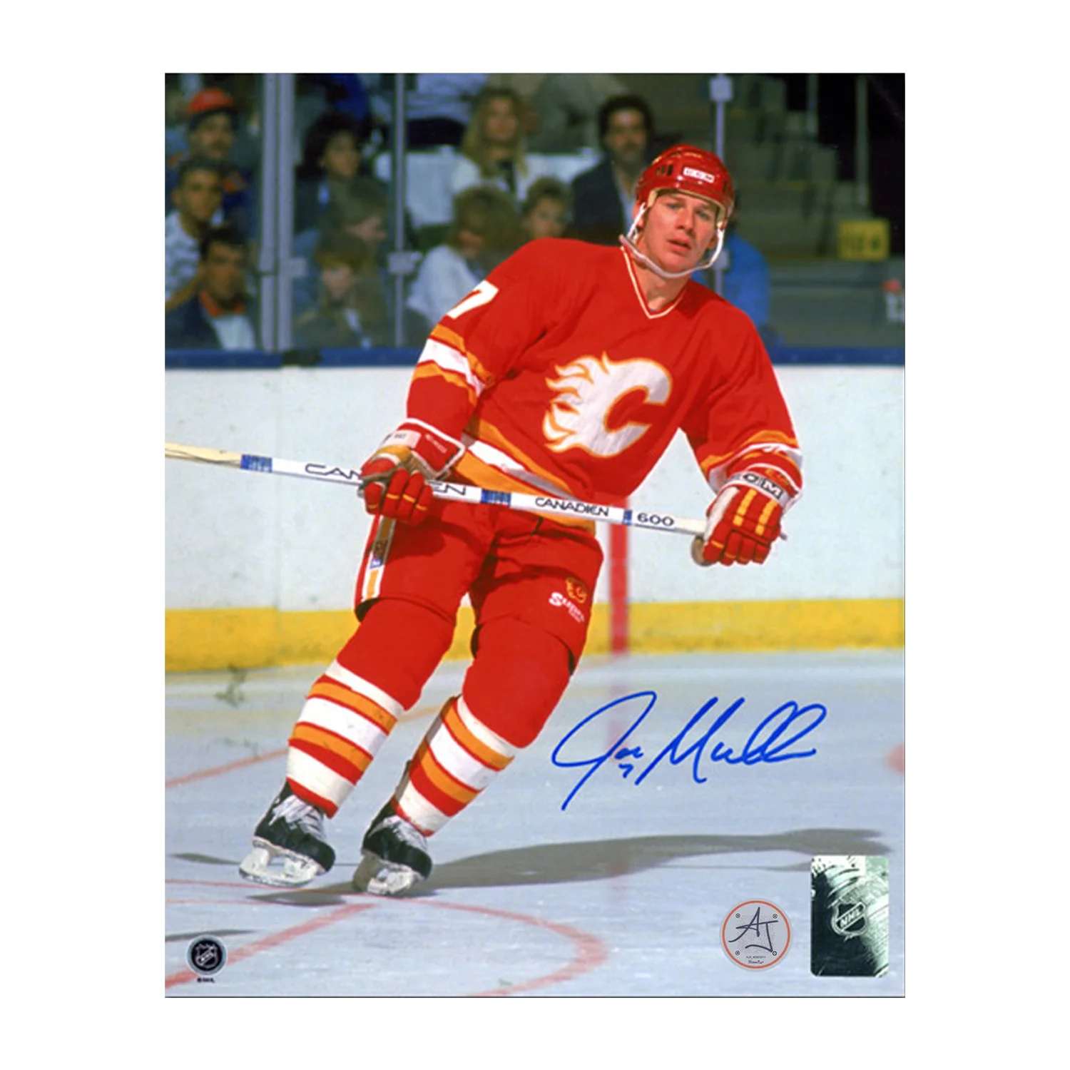 Joe Mullen Autographed Calgary Flames Hockey 8x10 Photo Joe Mullen Photo 8x10-hockey, Calgary Flames, supplier stock photo
