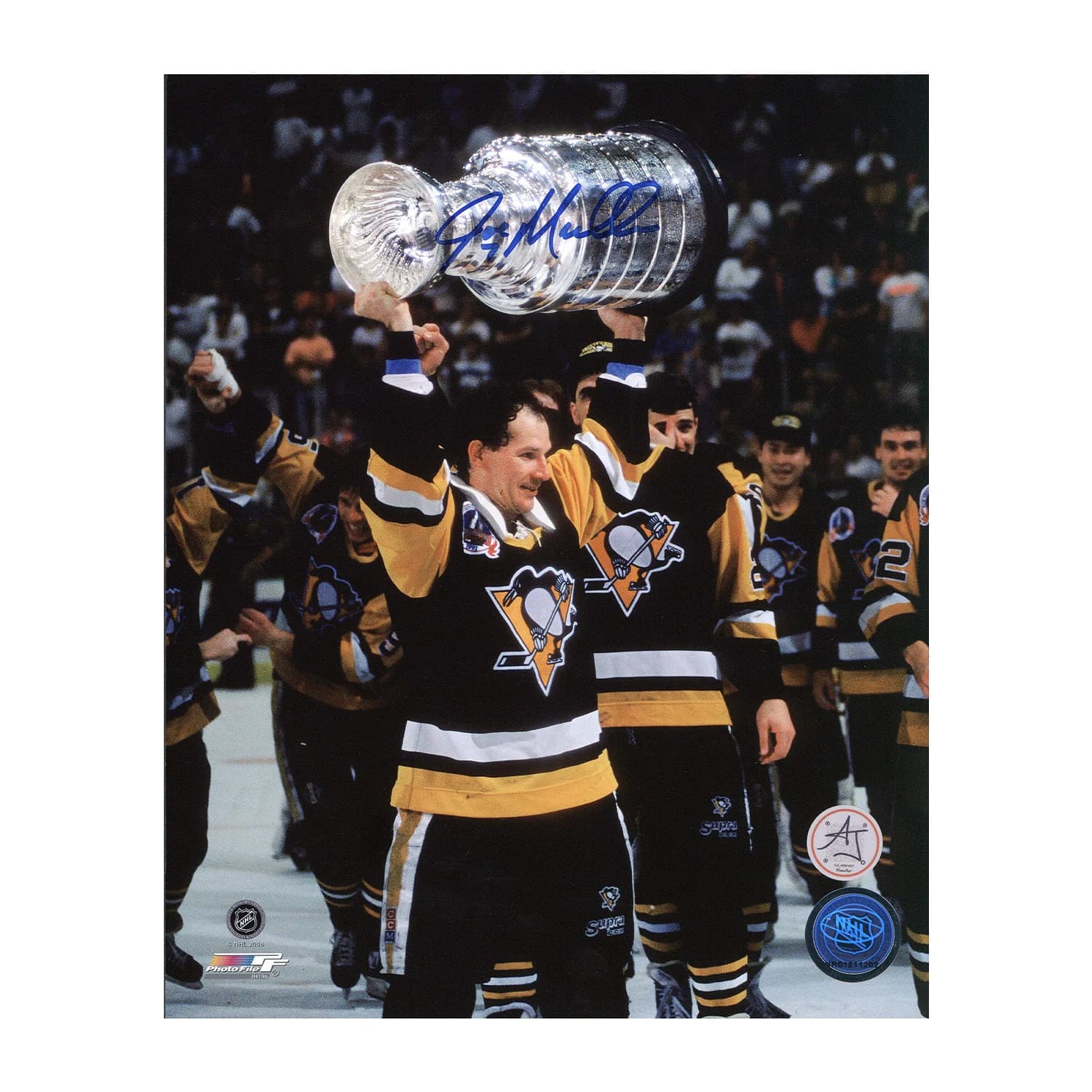 Joe Mullen Autographed Pittsburgh Penguins Stanley Cup 8x10 Photo Joe Mullen Photo 8x10-stanley-cup, Pittsburgh Penguins, supplier stock photo