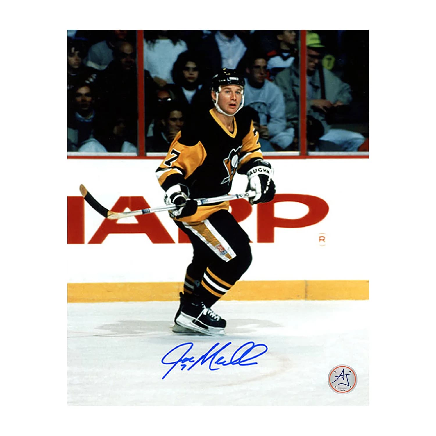 Joe Mullen Autographed Pittsburgh Penguins Game Action 8x10 Photo Joe Mullen Photo 8x10-game-action, Pittsburgh Penguins, supplier stock photo
