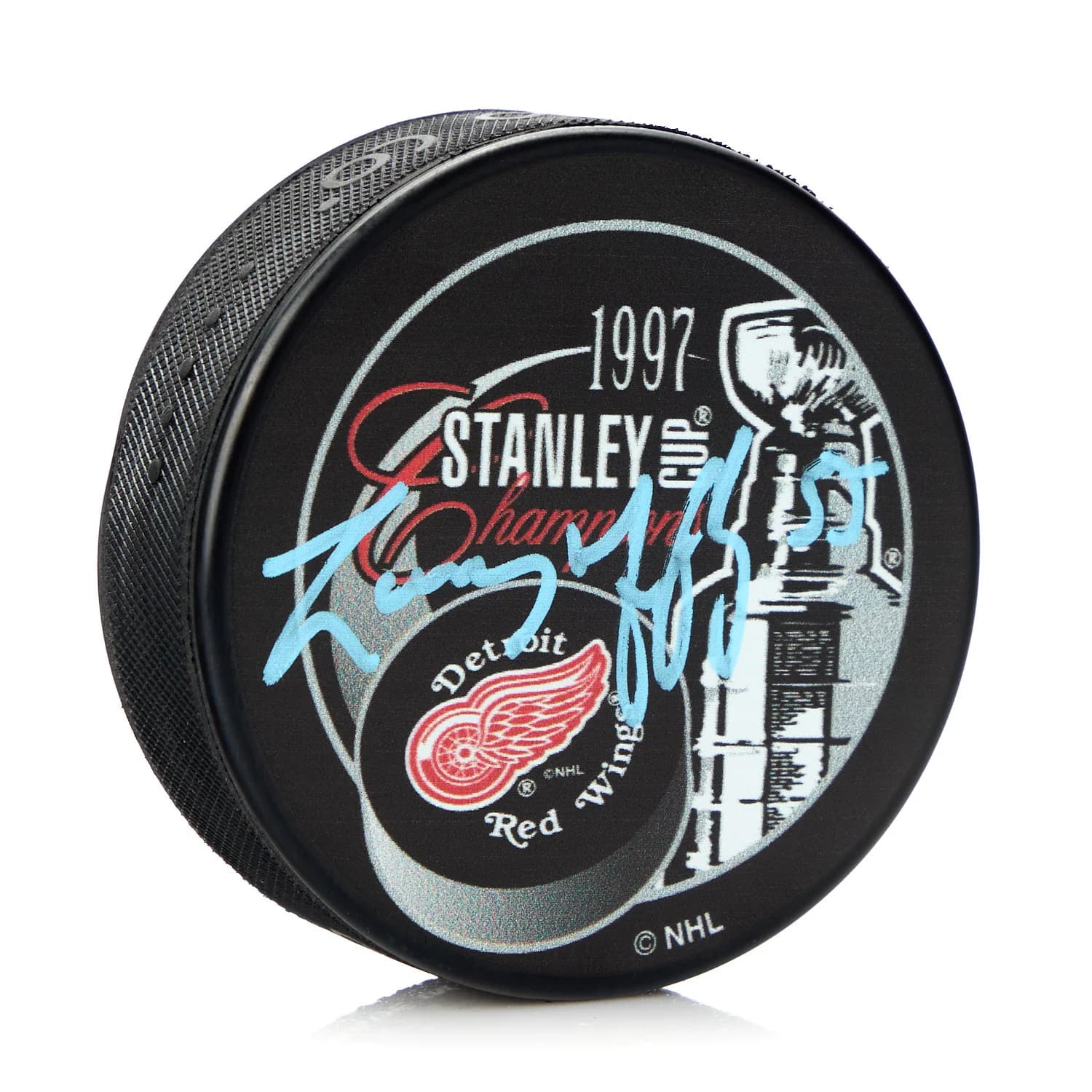 Larry Murphy Autographed Detroit Red Wings 1997 Stanley Cup Puck Larry Murphy Puck 1997-stanley-cup, Detroit Red Wings, supplier stock photo