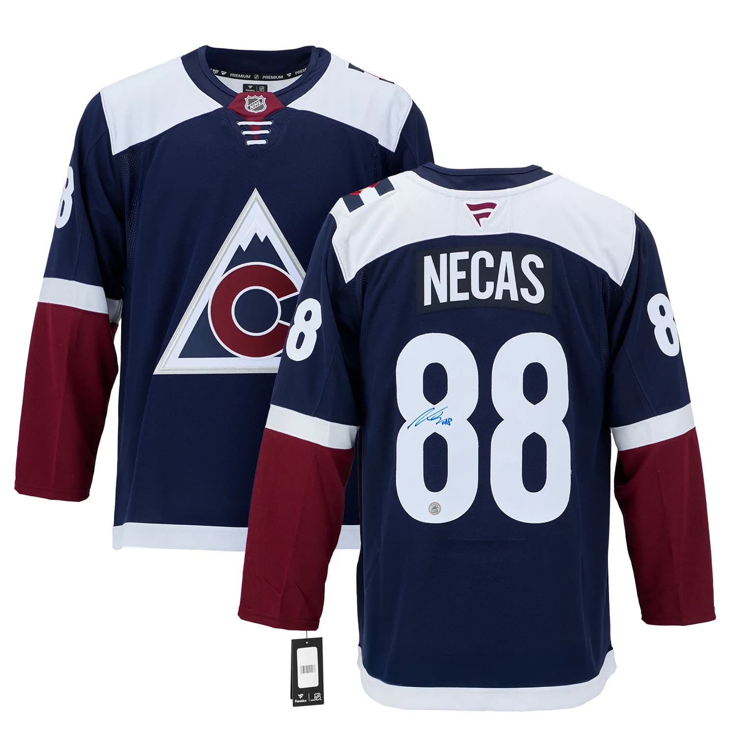 Martin Necas Autographed Colorado Avalanche Alternate Fanatics Premium Jersey Martin Necas Jersey alternate-premium, Colorado Avalanche, view 3, supplier stock photo