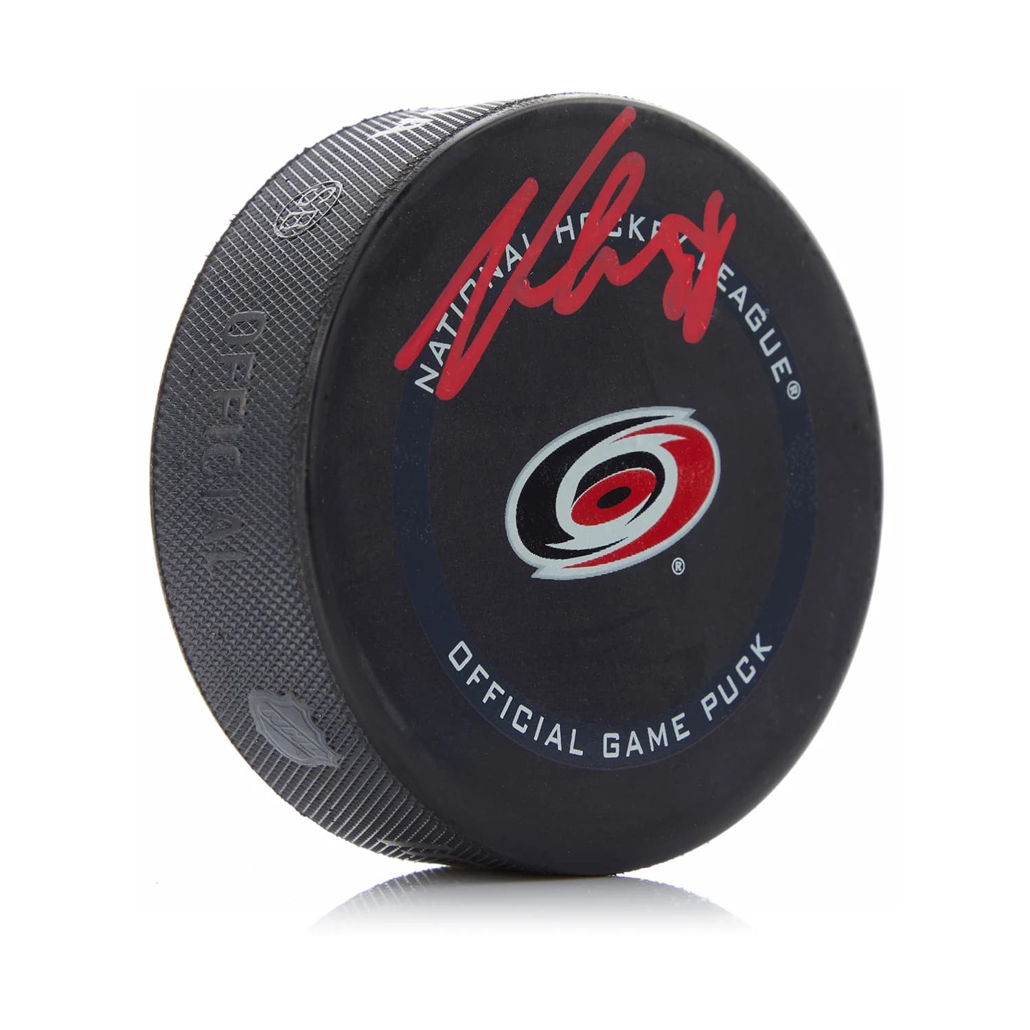 Martin Necas Signed Carolina Hurricanes Official Game Puck Martin Necas Puck game, Carolina Hurricanes, supplier stock photo