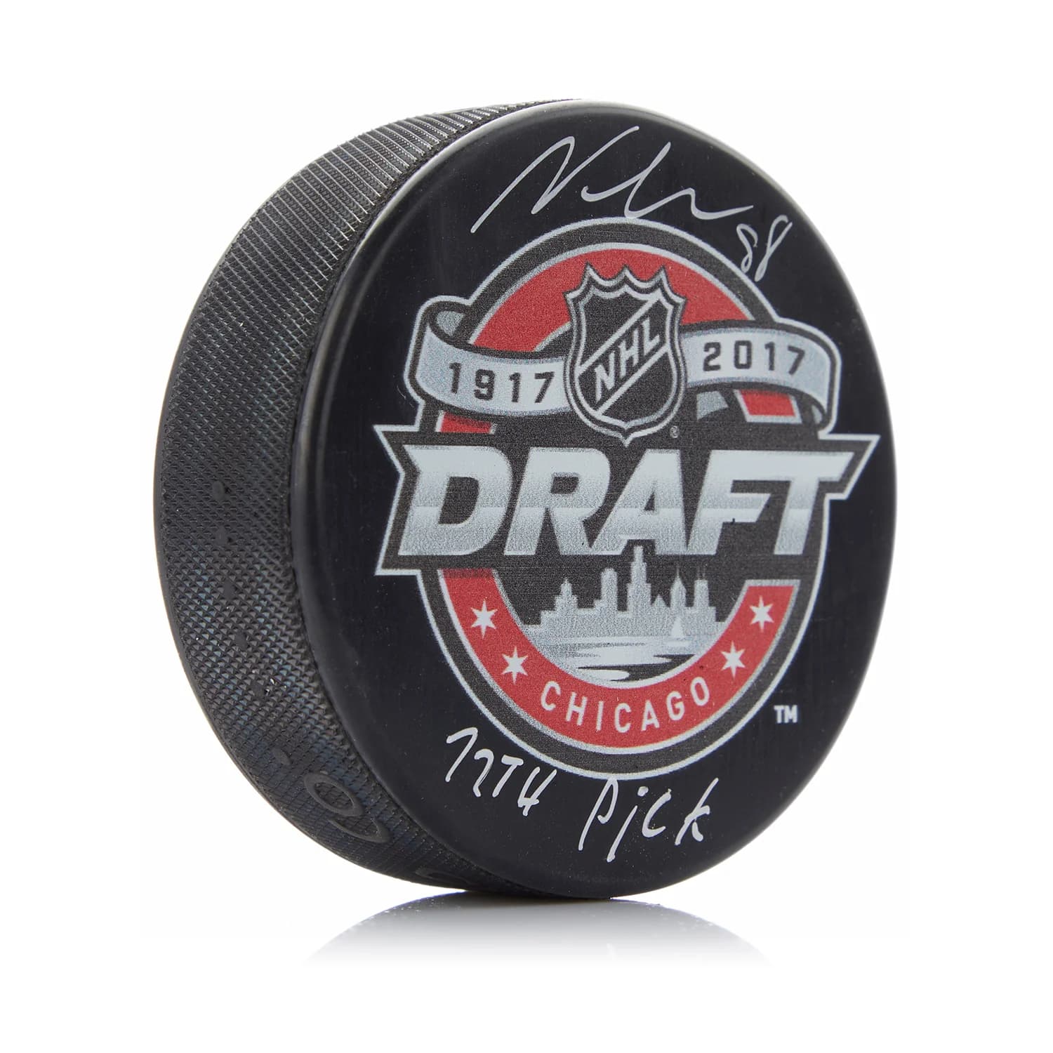 Martin Necas Signed 2017 NHL Entry Draft Puck with 12th Pick Note Martin Necas Puck 2017-nhl-entry-draft-12th-pick, supplier stock photo