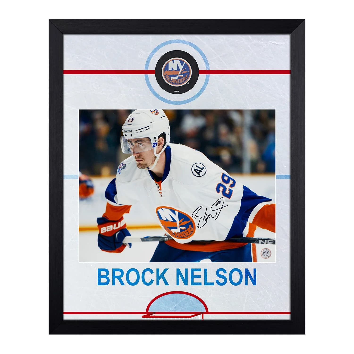 Brock Nelson Signed New York Islanders Graphic Rink 19x23 Frame Brock Nelson Other 19x23-graphic-rink-frame, New York Islanders, supplier stock photo