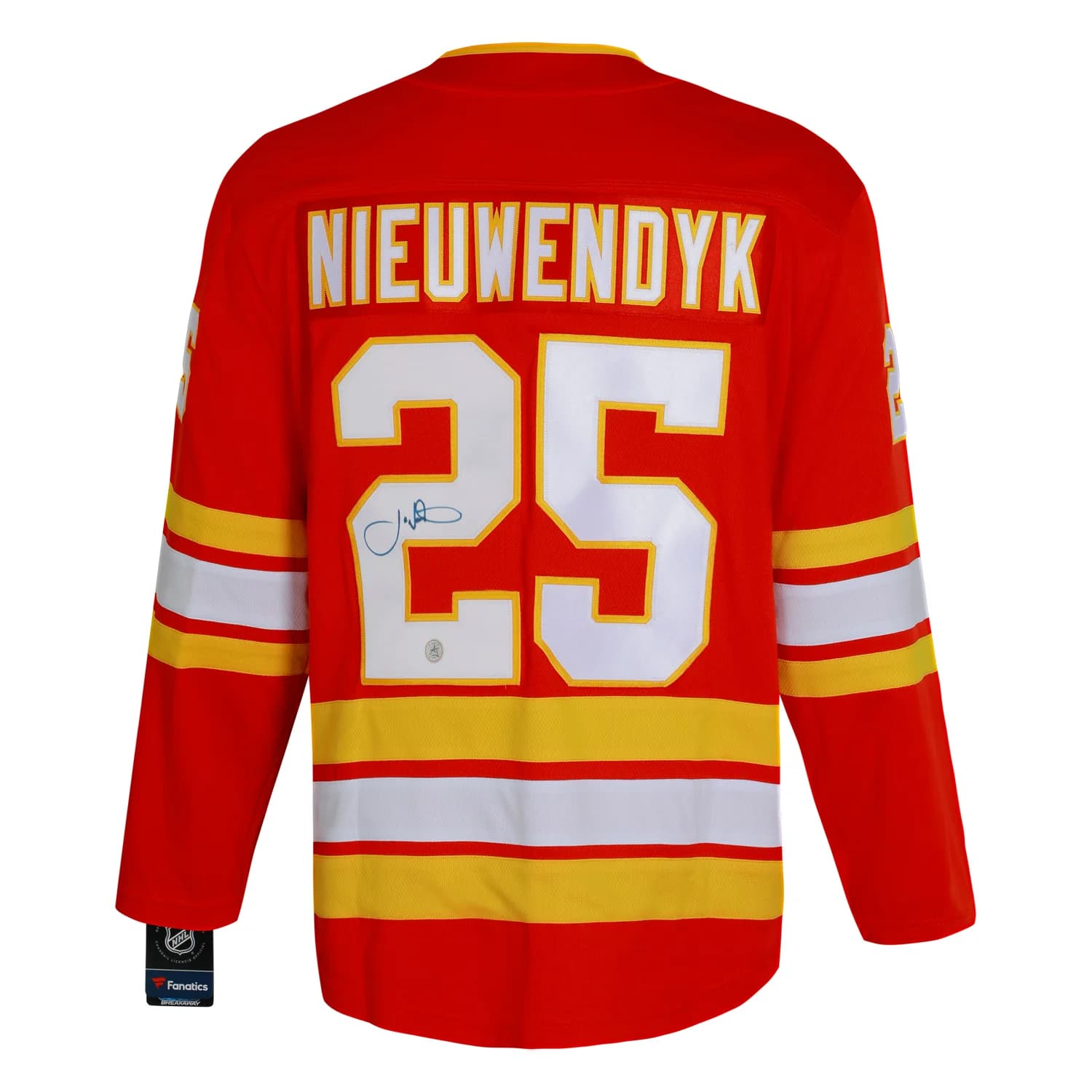 Joe Nieuwendyk Autographed Calgary Flames Fanatics Throwback Jersey Joe Nieuwendyk Jersey throwback, Calgary Flames, supplier stock photo