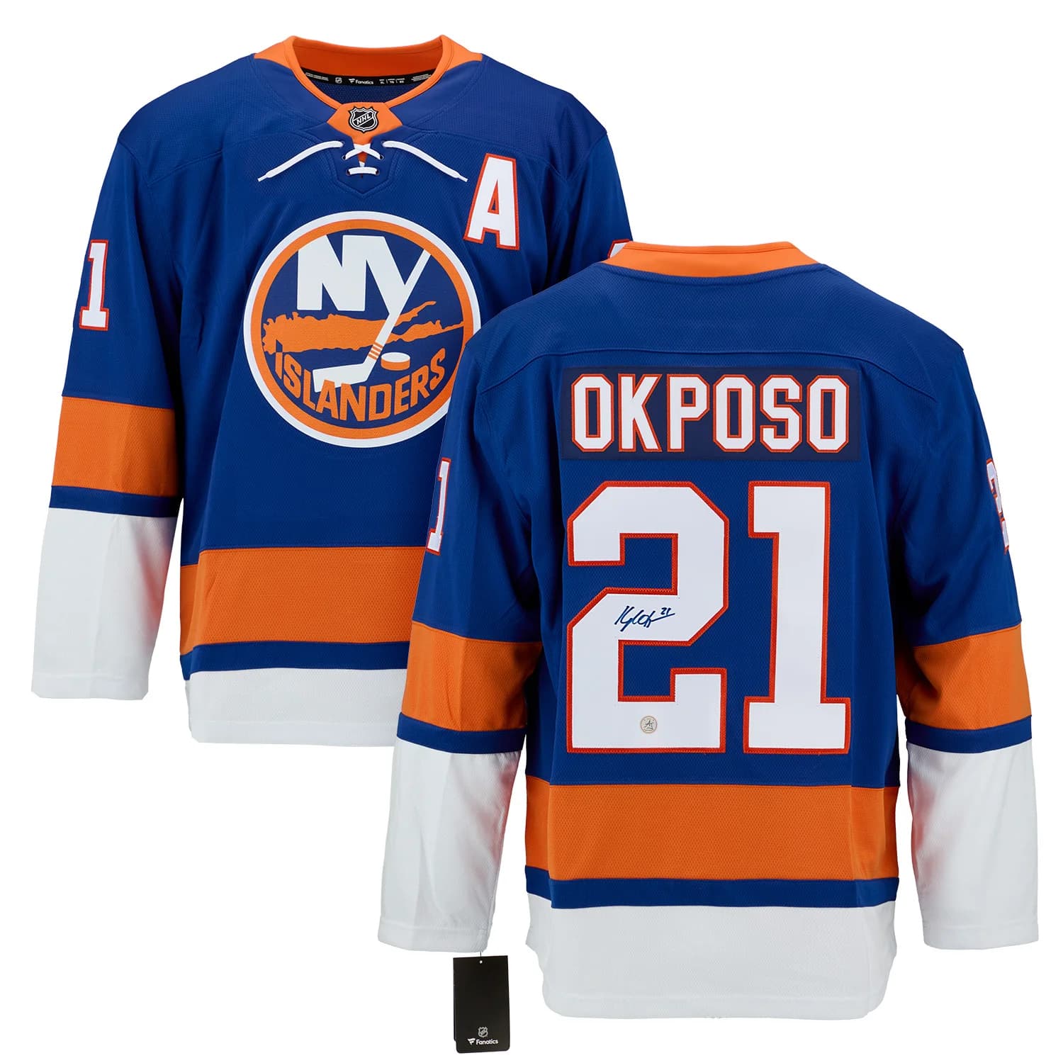 Kyle Okposo Signed New York Islanders Fanatics Breakaway Jersey Kyle Okposo Jersey breakaway, New York Islanders, view 3, supplier stock photo