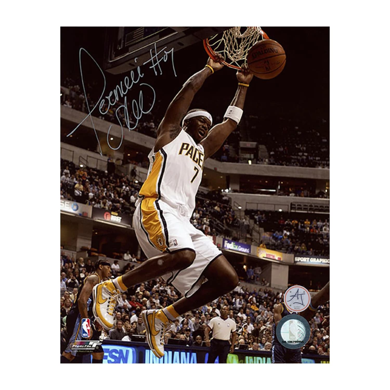Jermaine O'Neal Autographed Indiana Pacers Slam Dunk 8x10 Photo Jermaine O'Neal Photo 8x10-indiana-pacers-slam-dunk, supplier stock photo