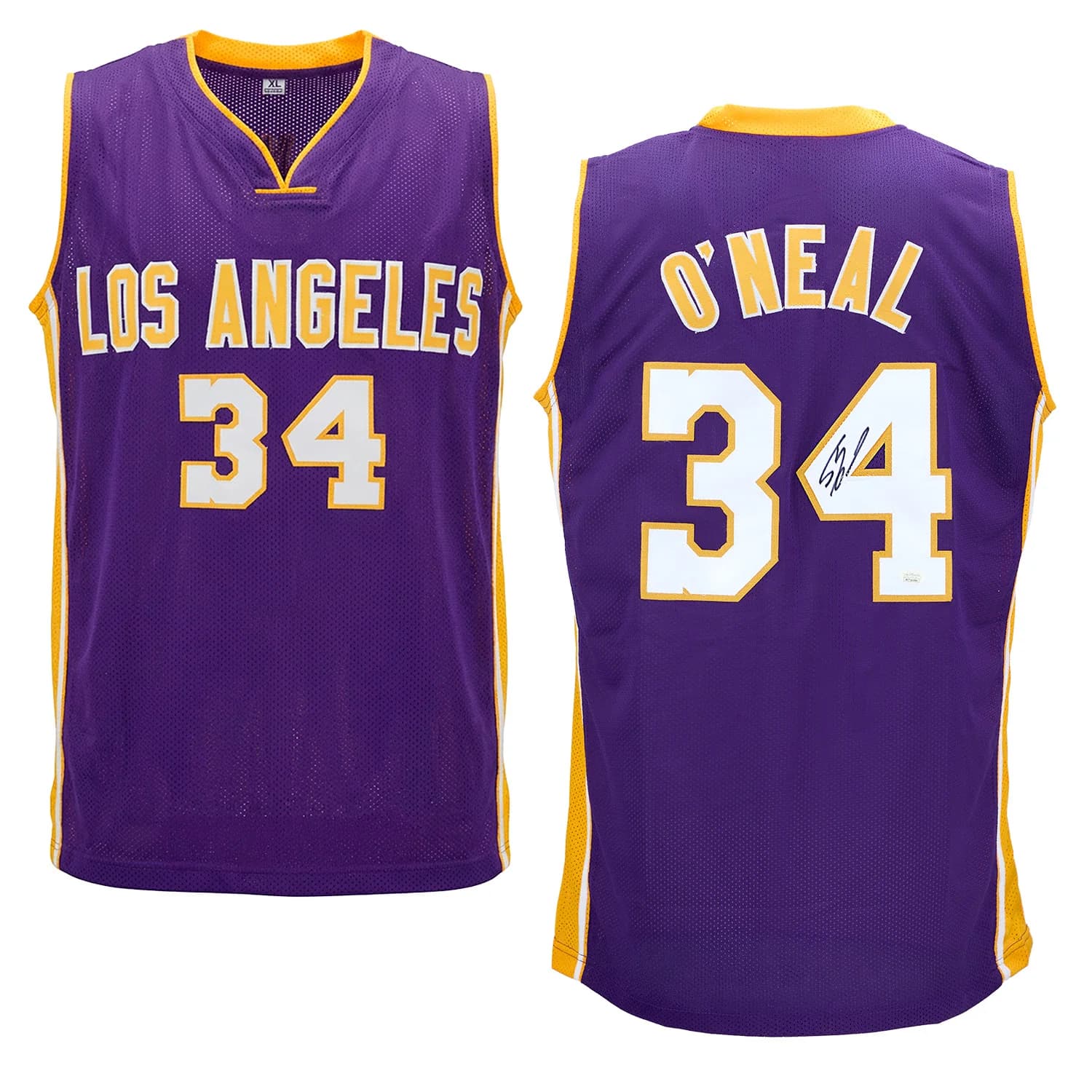 Shaquille O'Neal Signed Los Angeles Purple City Design Basketball Jersey Shaquille O'Neal Jersey los-angeles-purple-city-design-basketball, view 3, supplier stock photo