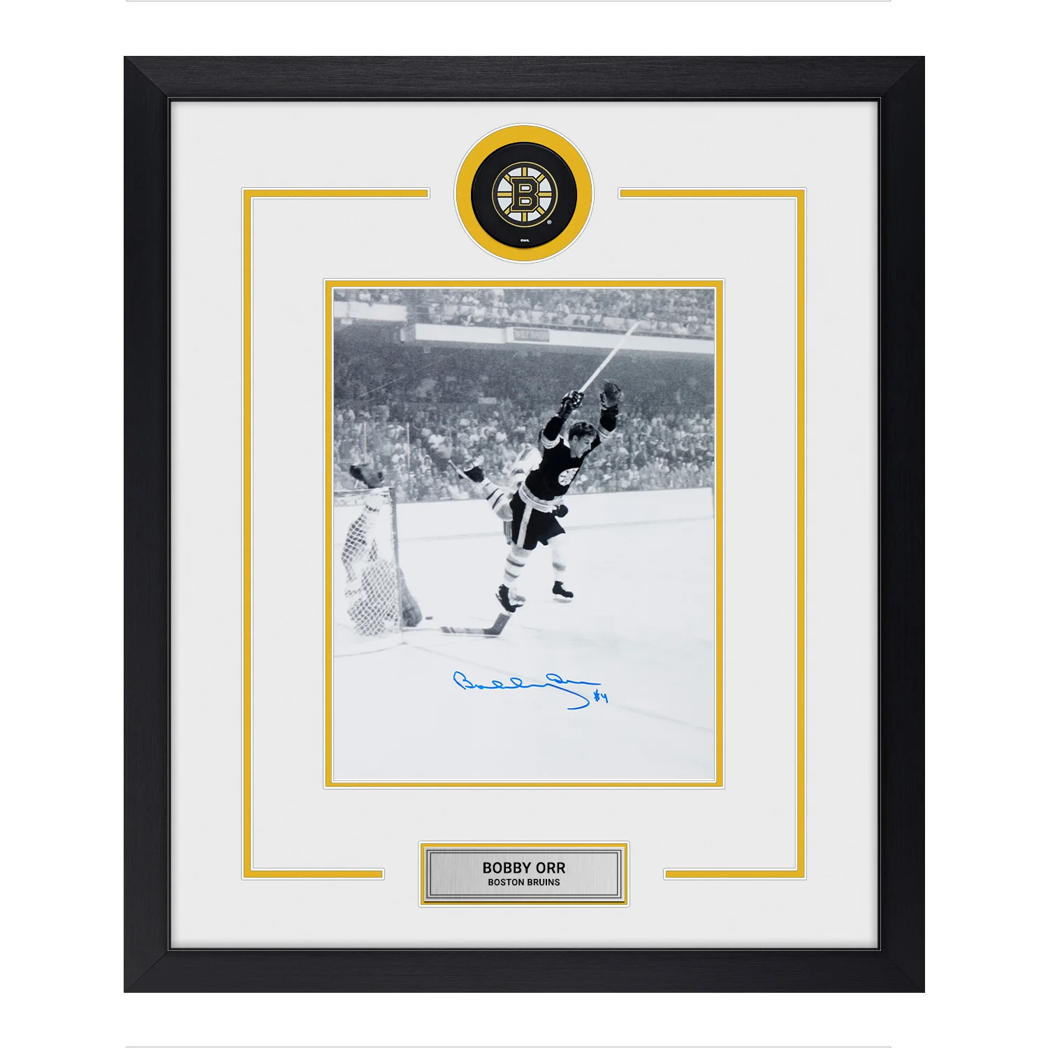 Bobby Orr Autographed Boston Bruins Puck Logo 22x26 Frame Bobby Orr Puck 22x26-boston-bruins-logo-frame, Boston Bruins, supplier stock photo
