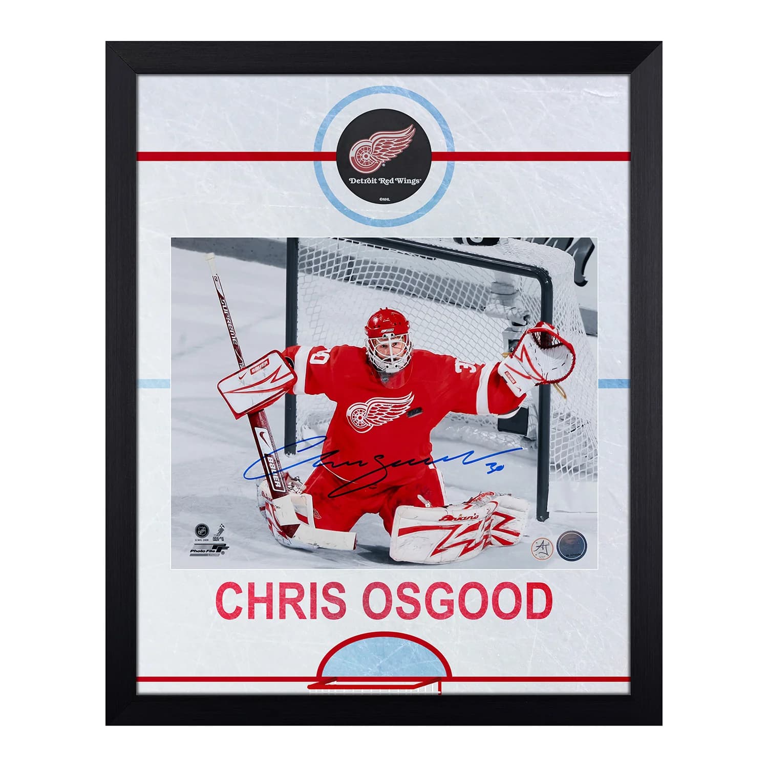 Chris Osgood Signed Detroit Red Wings Graphic Rink 19x23 Frame Chris Osgood Other 19x23-graphic-rink-frame, Detroit Red Wings, supplier stock photo