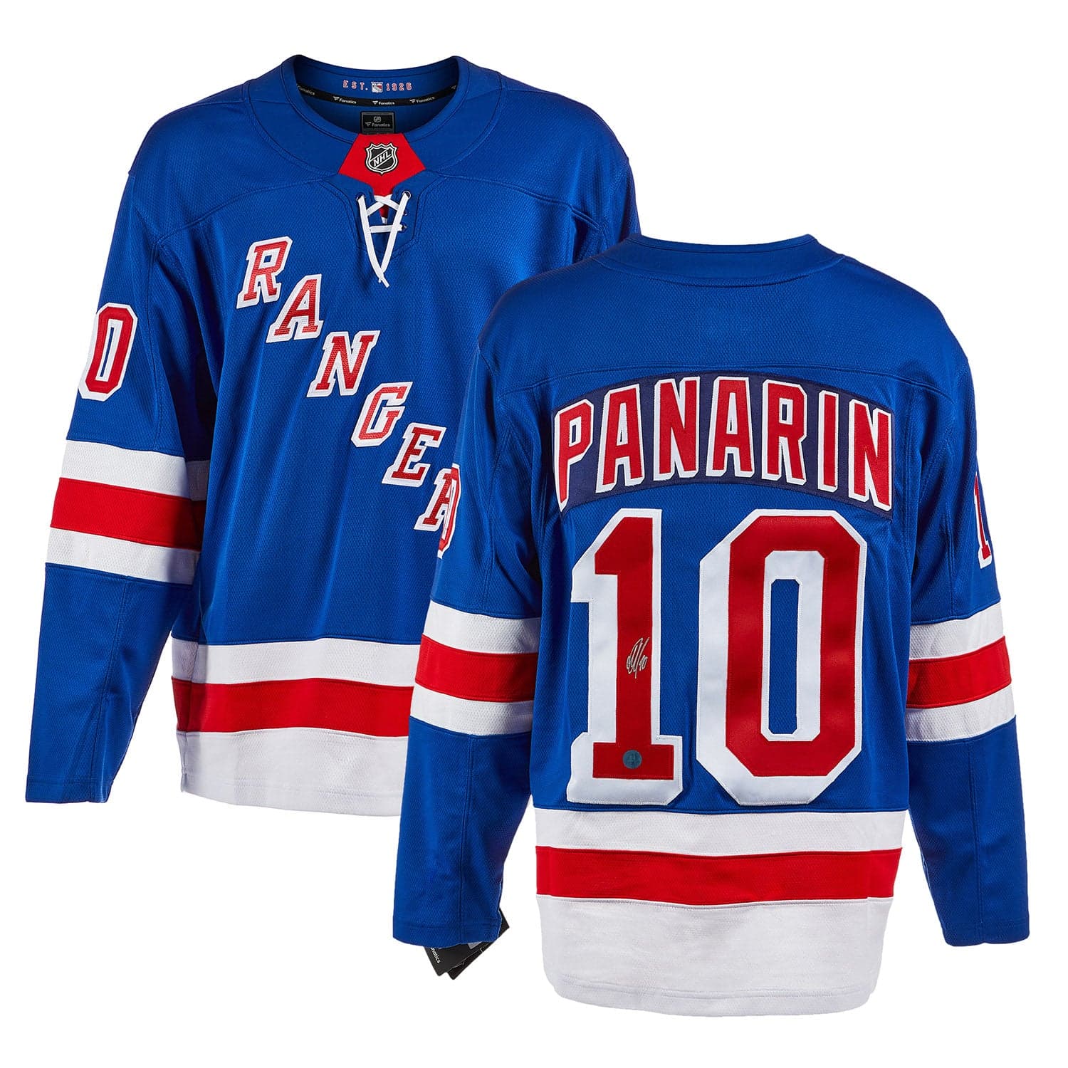 Artemi Panarin Autographed New York Rangers Fanatics Breakaway Jersey Artemi Panarin Jersey breakaway, New York Rangers, view 3, supplier stock photo