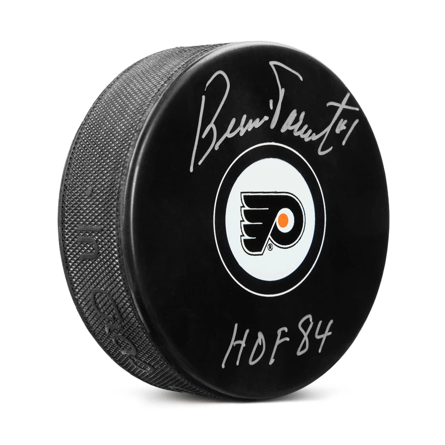 Bernie Parent Autographed Philadelphia Flyers Hockey Puck with HOF Note Bernie Parent Puck bernie-parent-philadelphia-flyers-hockey-hof, Philadelphia Flyers, supplier stock photo