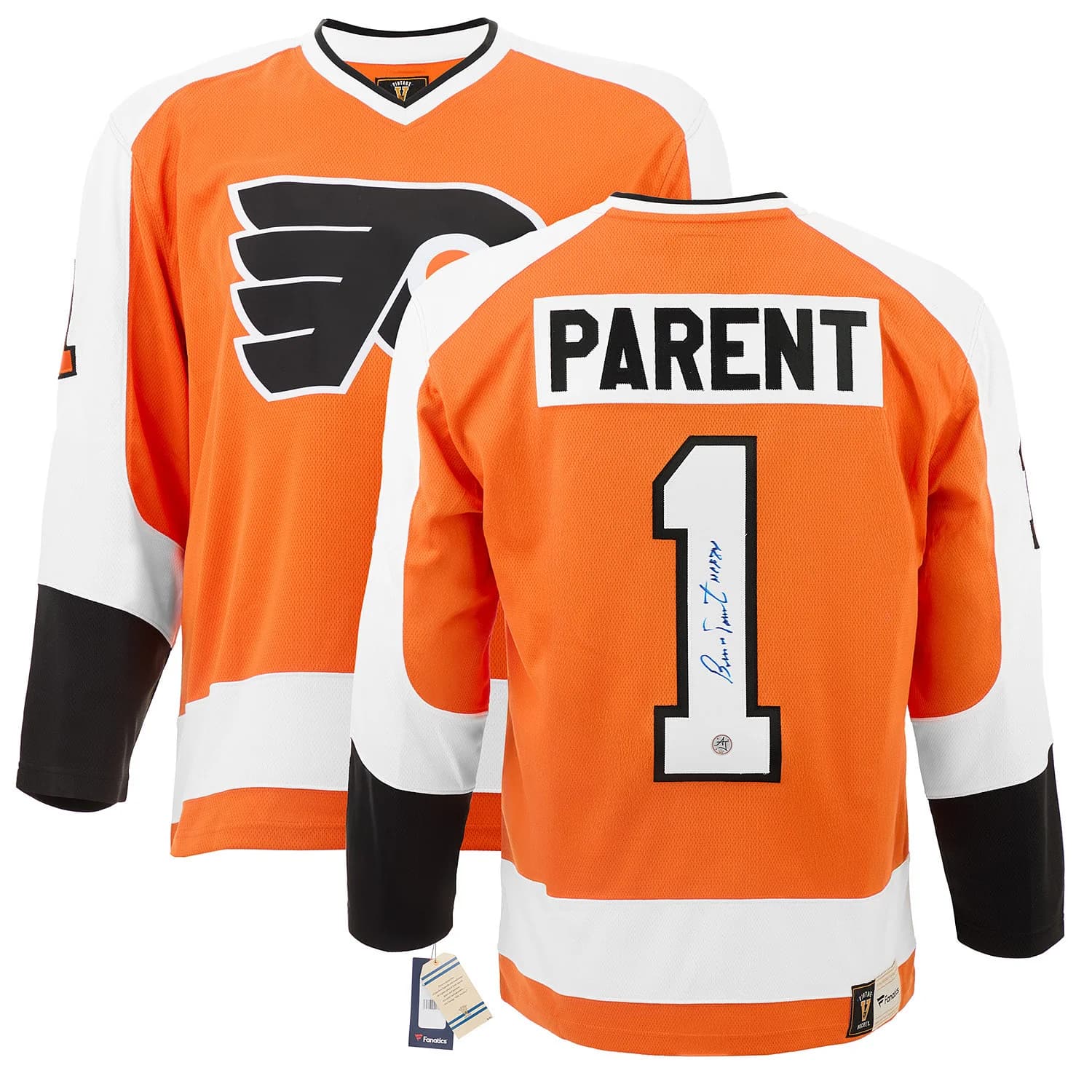 Bernie Parent Signed & Inscribed Philadelphia Flyers Fanatics Throwback Jersey Bernie Parent Jersey bernie-parent-inscribed-philadelphia-flyers, Philadelphia Flyers, view 3, supplier stock photo